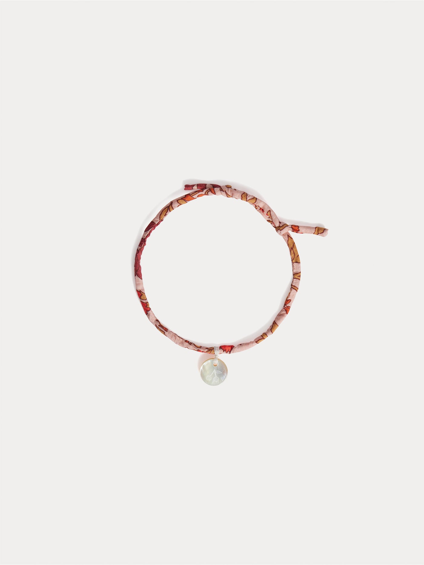 Laiken bracelet with pink flowers in Liberty organic cotton fabric