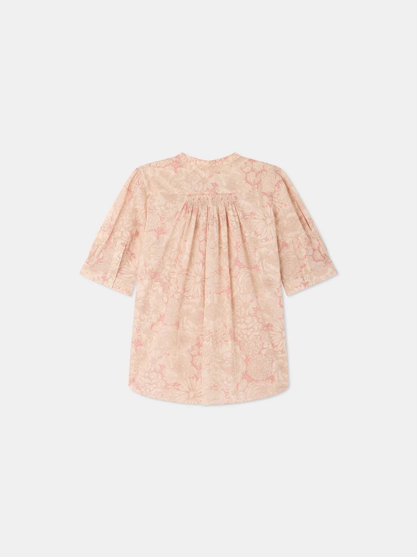 Lucy smocked and hand-embroidered blouse in Liberty organic cotton fabric