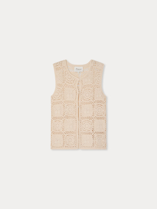 Lea-Marilou hand-crocheted round neck cardigan
