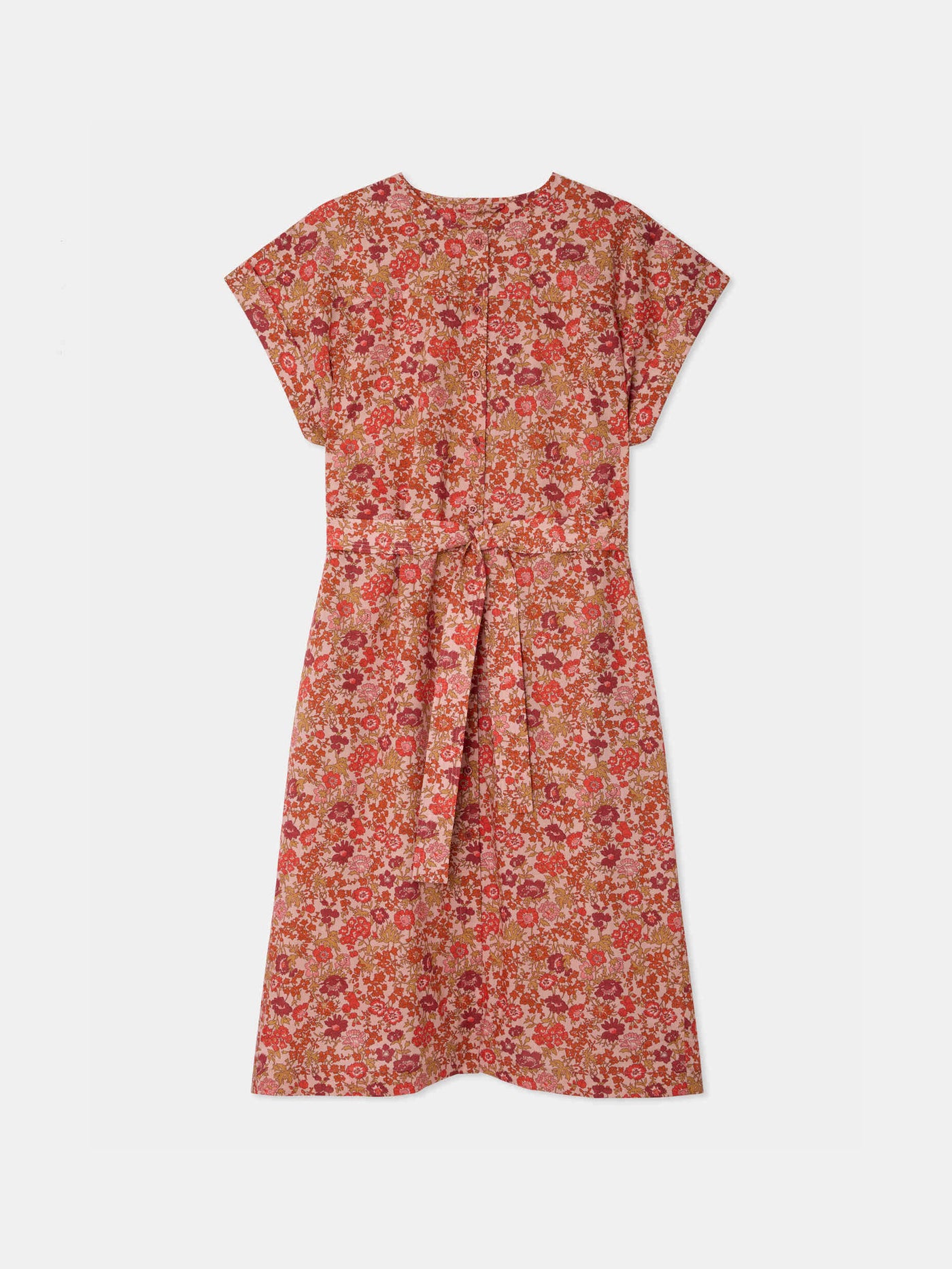 Leira dress with pink flowers in Liberty organic cotton fabric