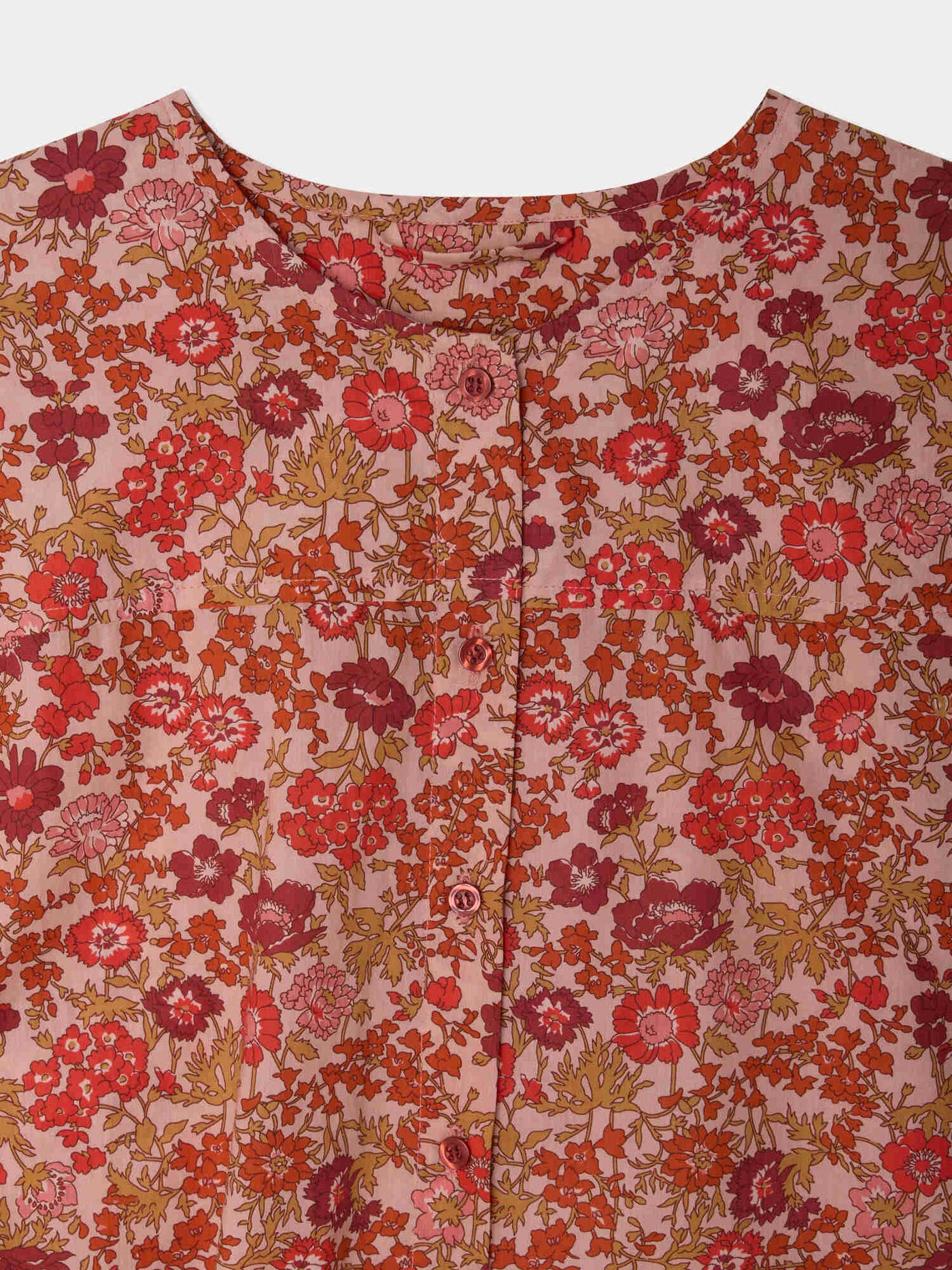 Leira dress with pink flowers in Liberty organic cotton fabric