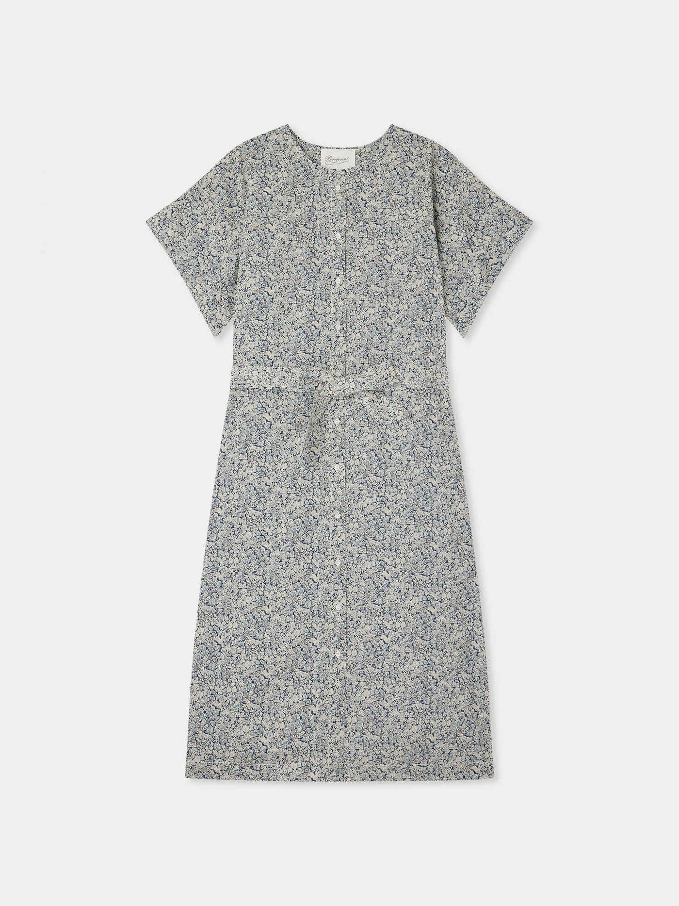 Leira dress with blue flowers in Liberty organic cotton fabric