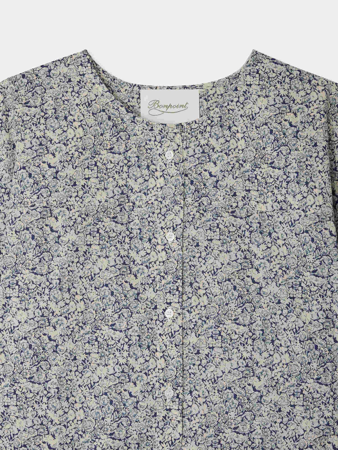 Leira dress with blue flowers in Liberty organic cotton fabric