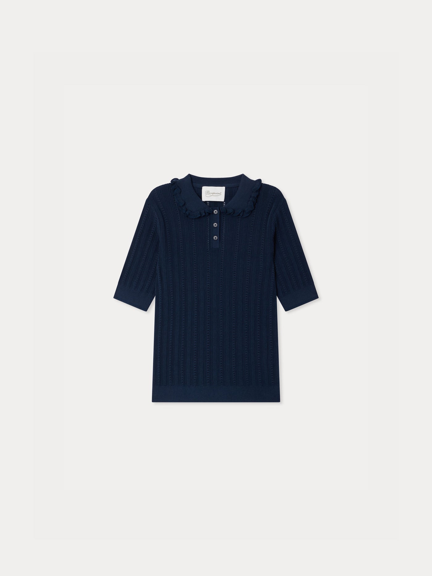 Lila-Rose pointelle knit sweater with ruffles