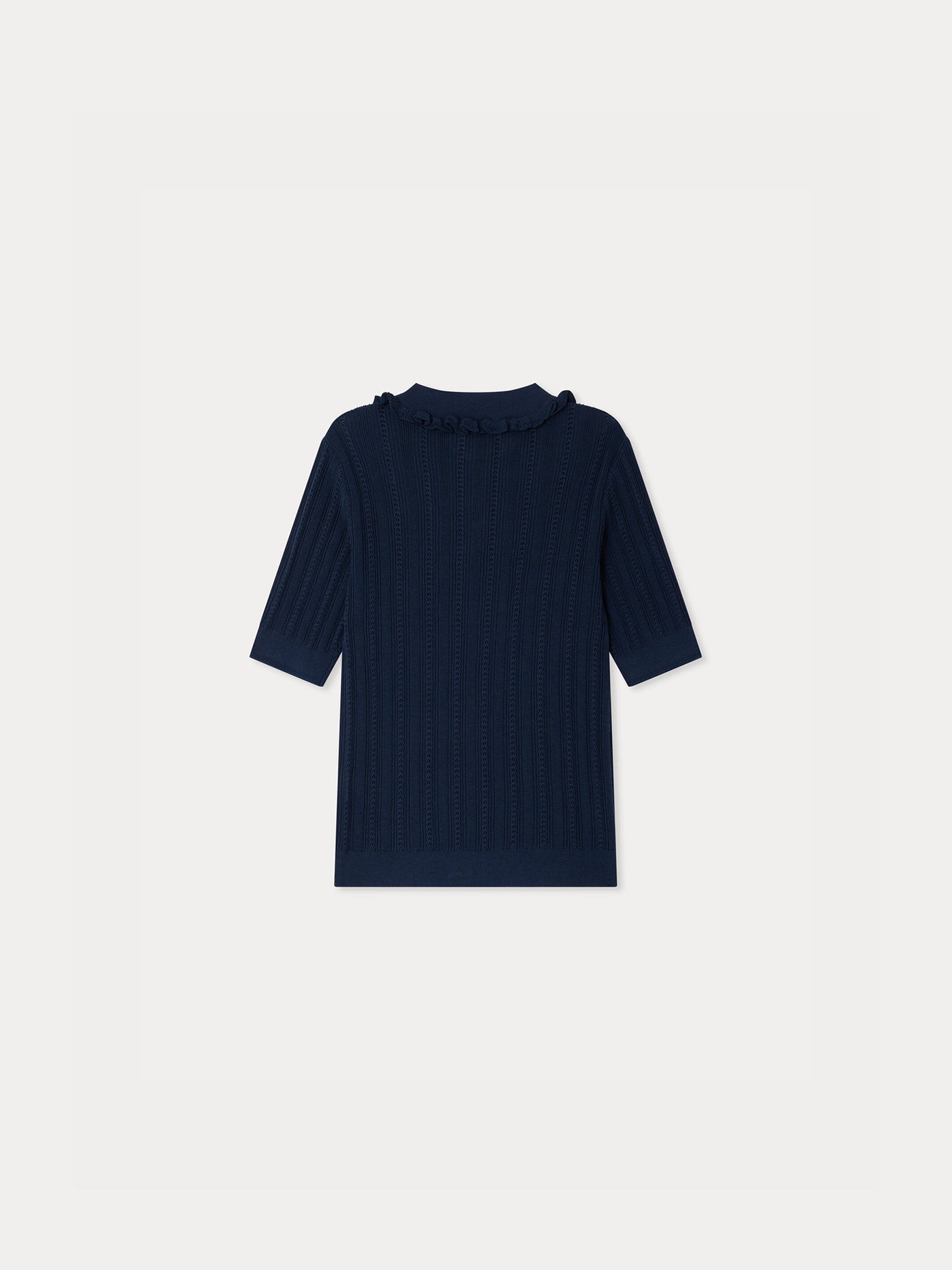 Lila-Rose pointelle knit sweater with ruffles