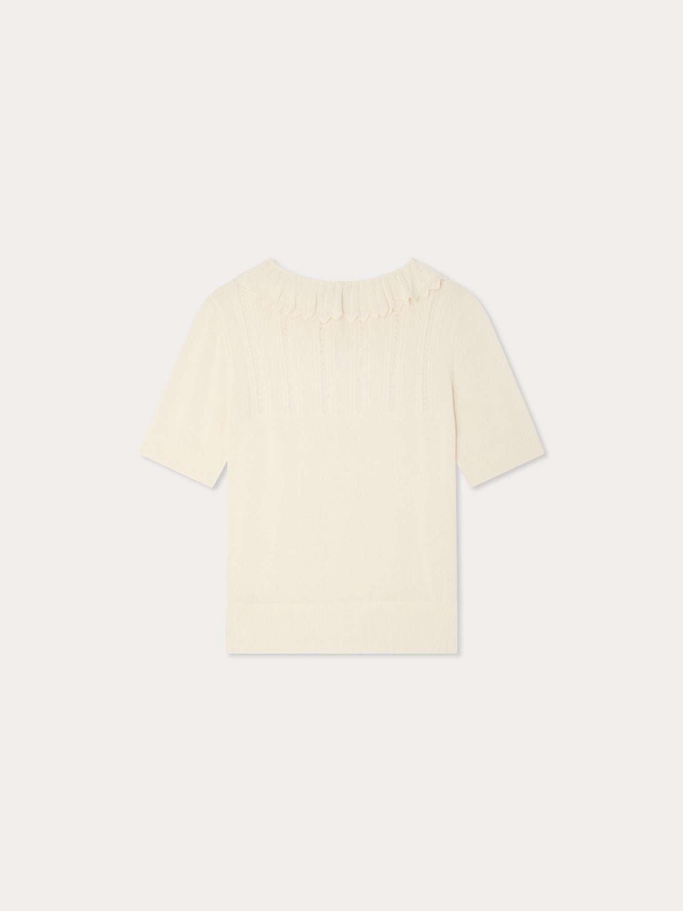 Lysias sweater with ruffles and pointelle knit