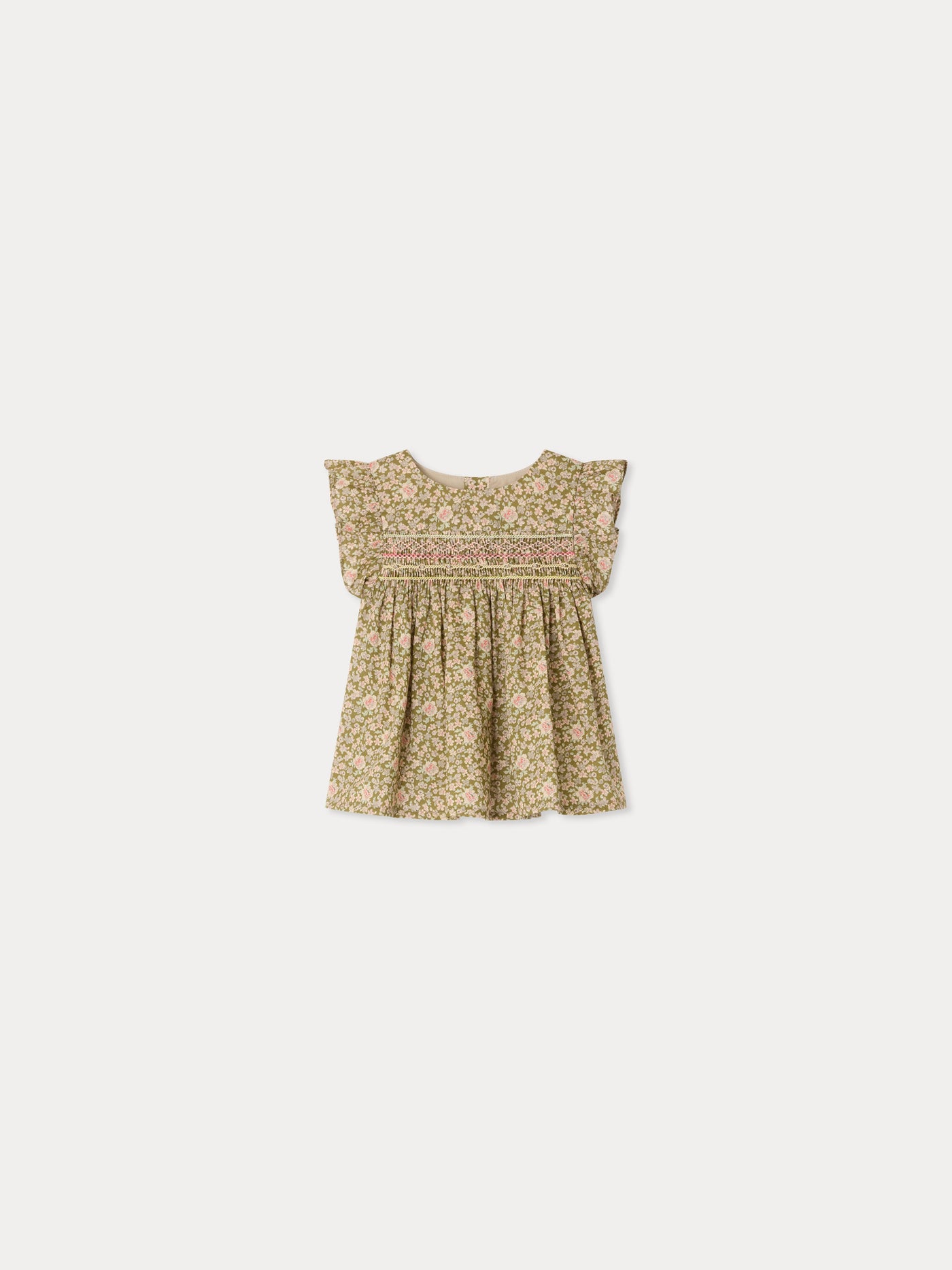 Naomie blouse smocked and hand-embroidered in Liberty organic cotton fabric