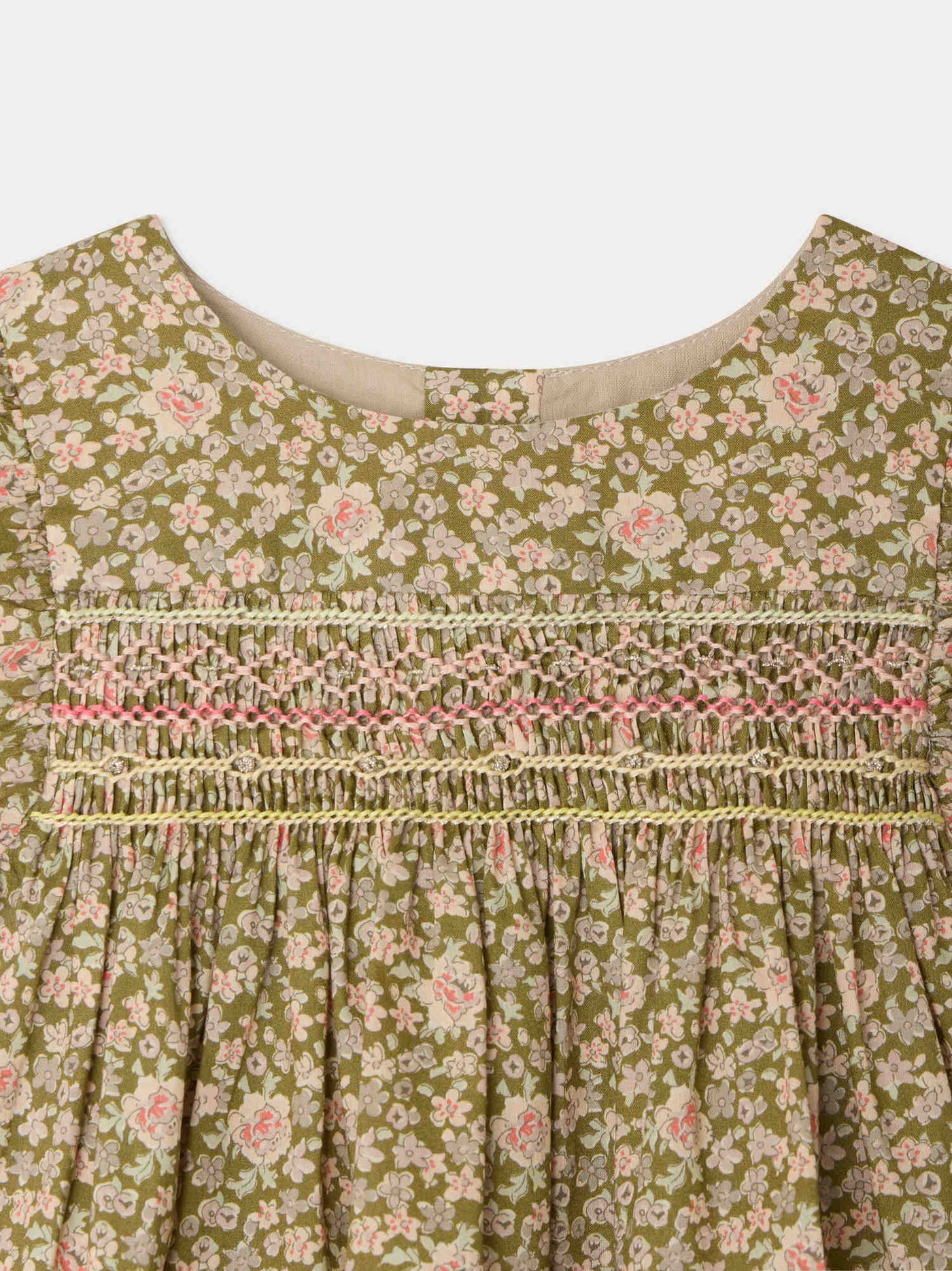 Naomie blouse smocked and hand-embroidered in Liberty organic cotton fabric