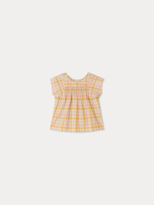 Cadeli blouse smocked and hand-embroidered