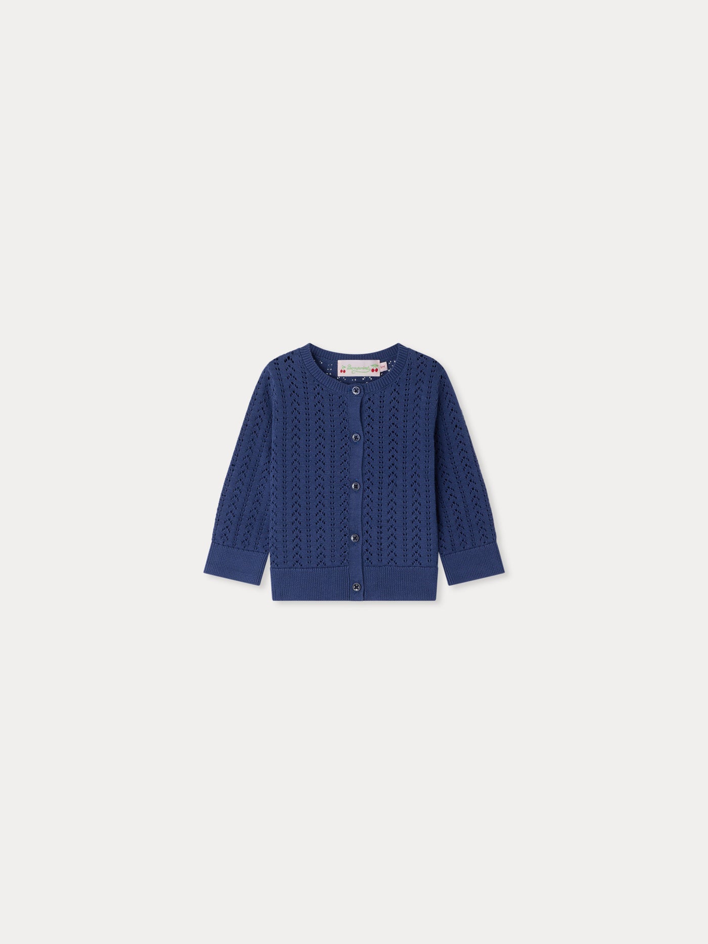 Laeli round neck cardigan in organic cotton pointelle knit