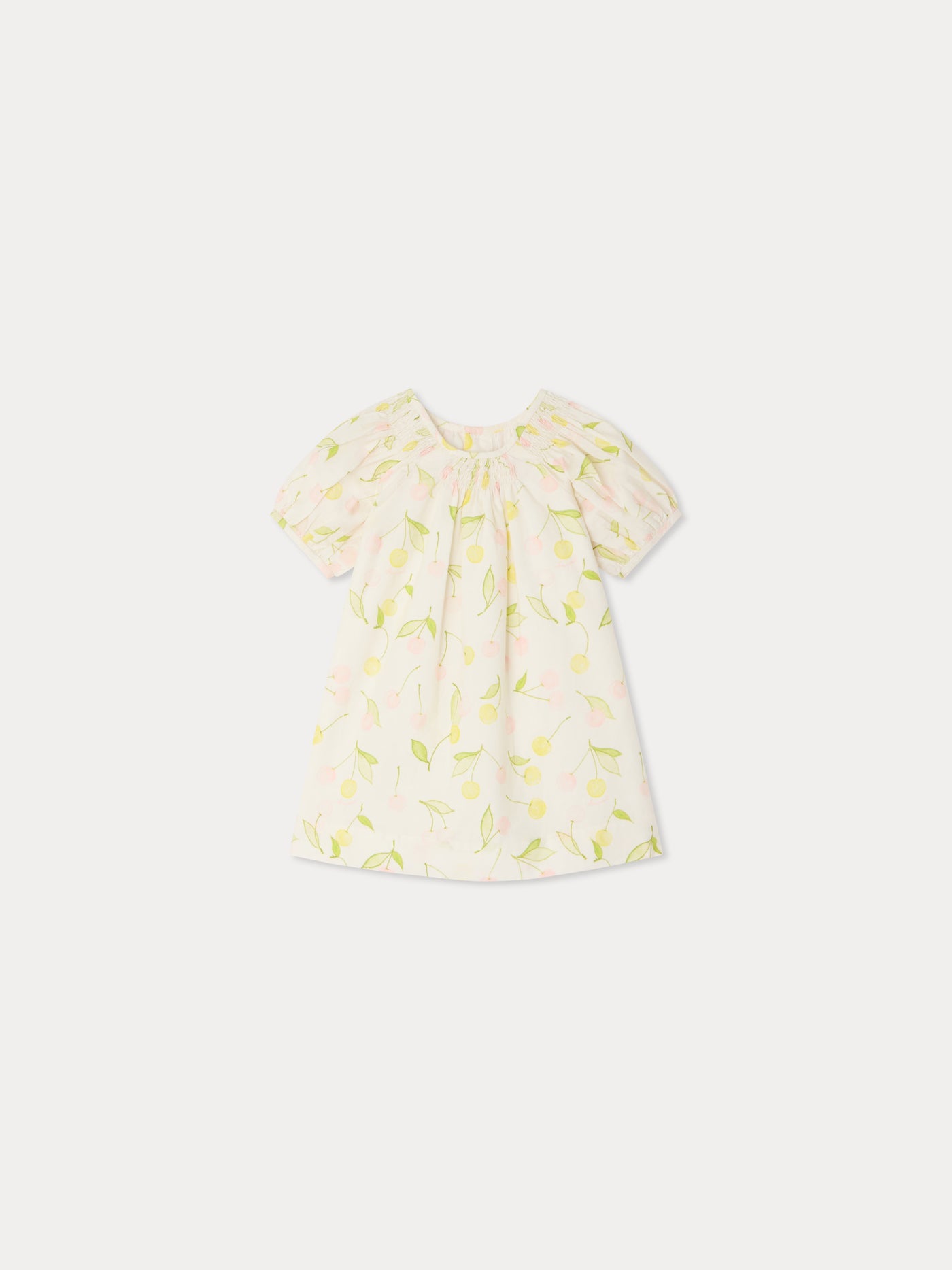 Luce smocked dress in organic cotton poplin