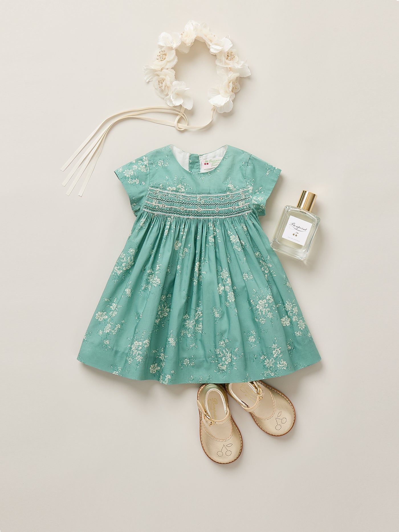 Marushka dress smocked and hand-embroidered in Liberty organic cotton fabric