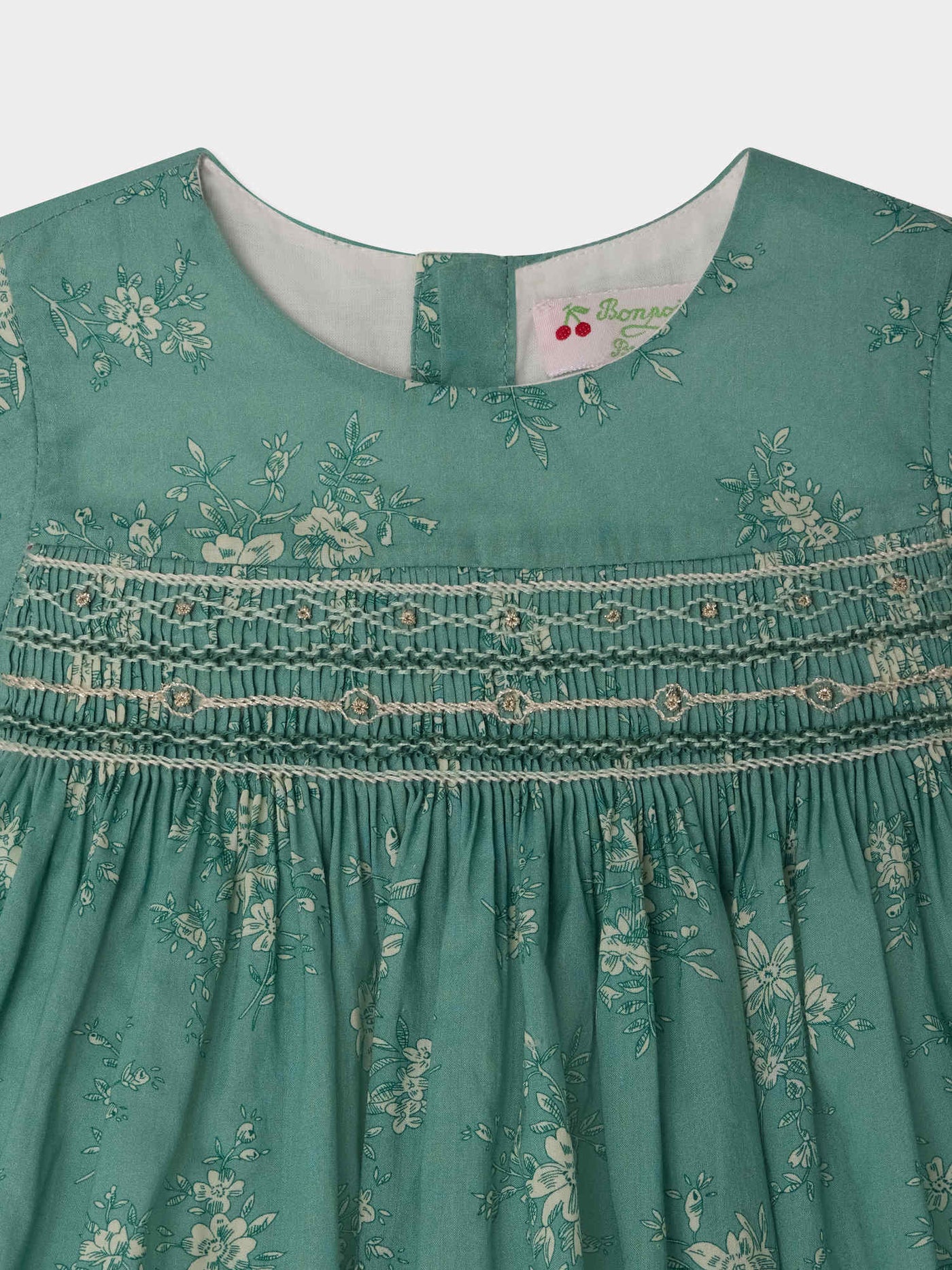 Marushka dress smocked and hand-embroidered in Liberty organic cotton fabric