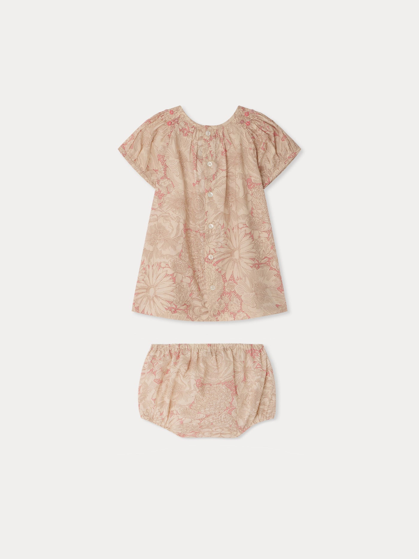 Lucia dress smocked and hand-embroidered in Liberty organic cotton fabric