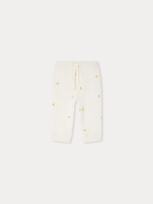 Bambo jogging pants embroidered with cherries in organic cotton