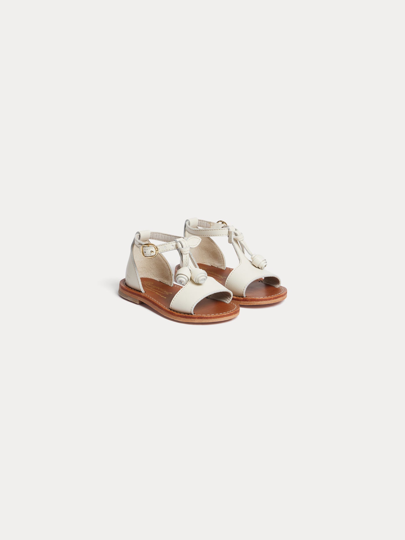 Elmas first-steps sandals in milk white leather