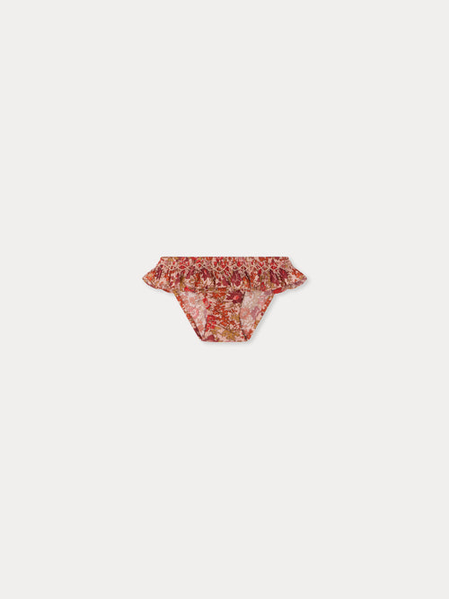 Sardaigne one-piece swimsuit with pink flowers smocked and hand-embroidered in Liberty fabric
