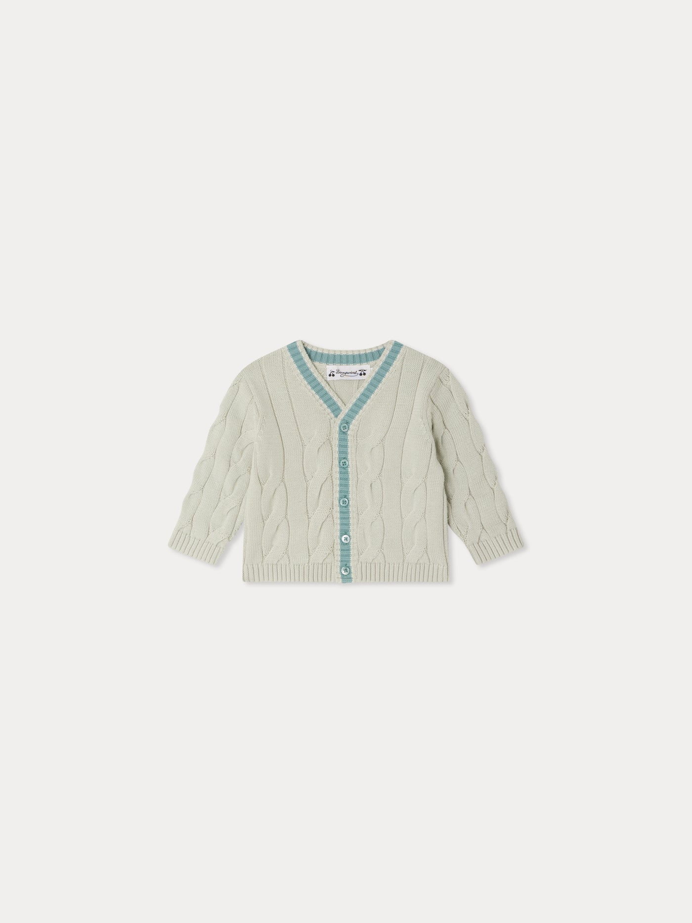 Giorginoli V-neck cardigan with cable knit in organic cotton