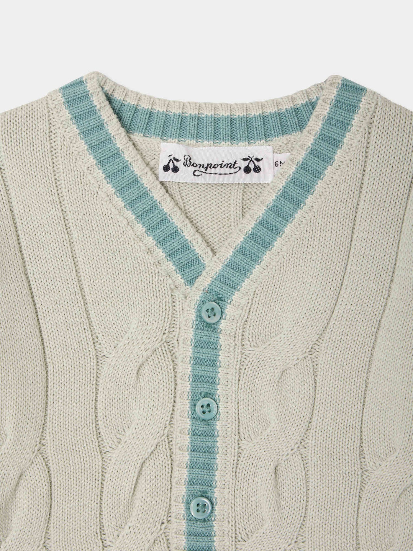 Giorginoli V-neck cardigan with cable knit in organic cotton
