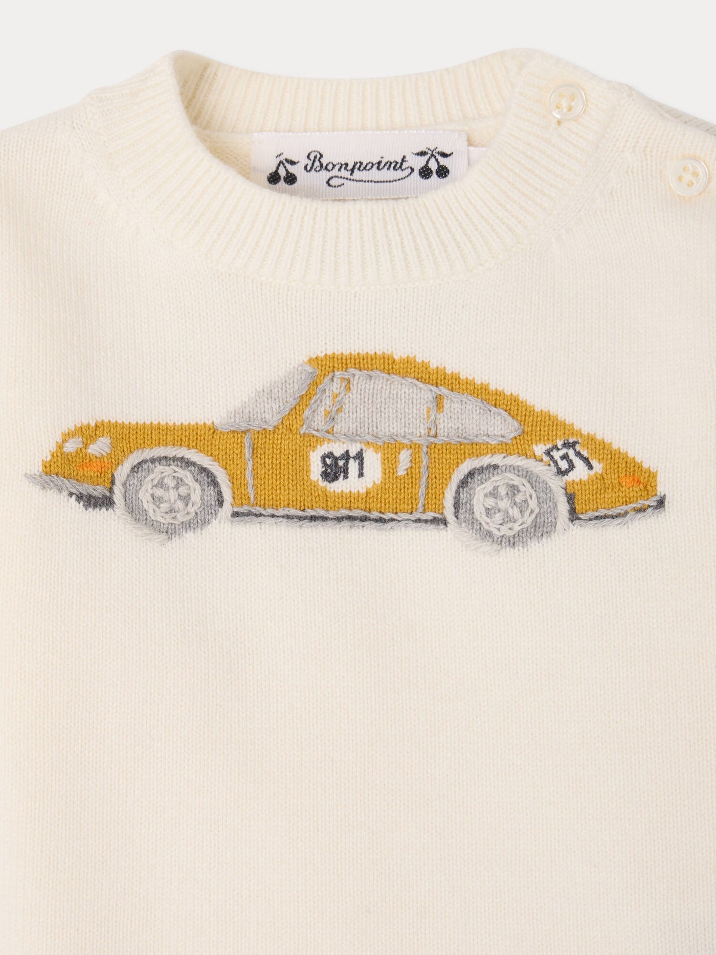 Bonpoint x Porsche Almire embroidered sweater in organic cotton and cashmere