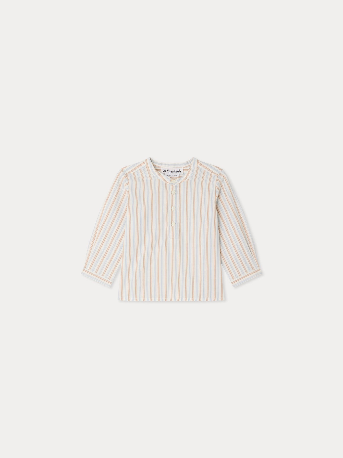Polisson striped mandarin collar shirt in organic cotton