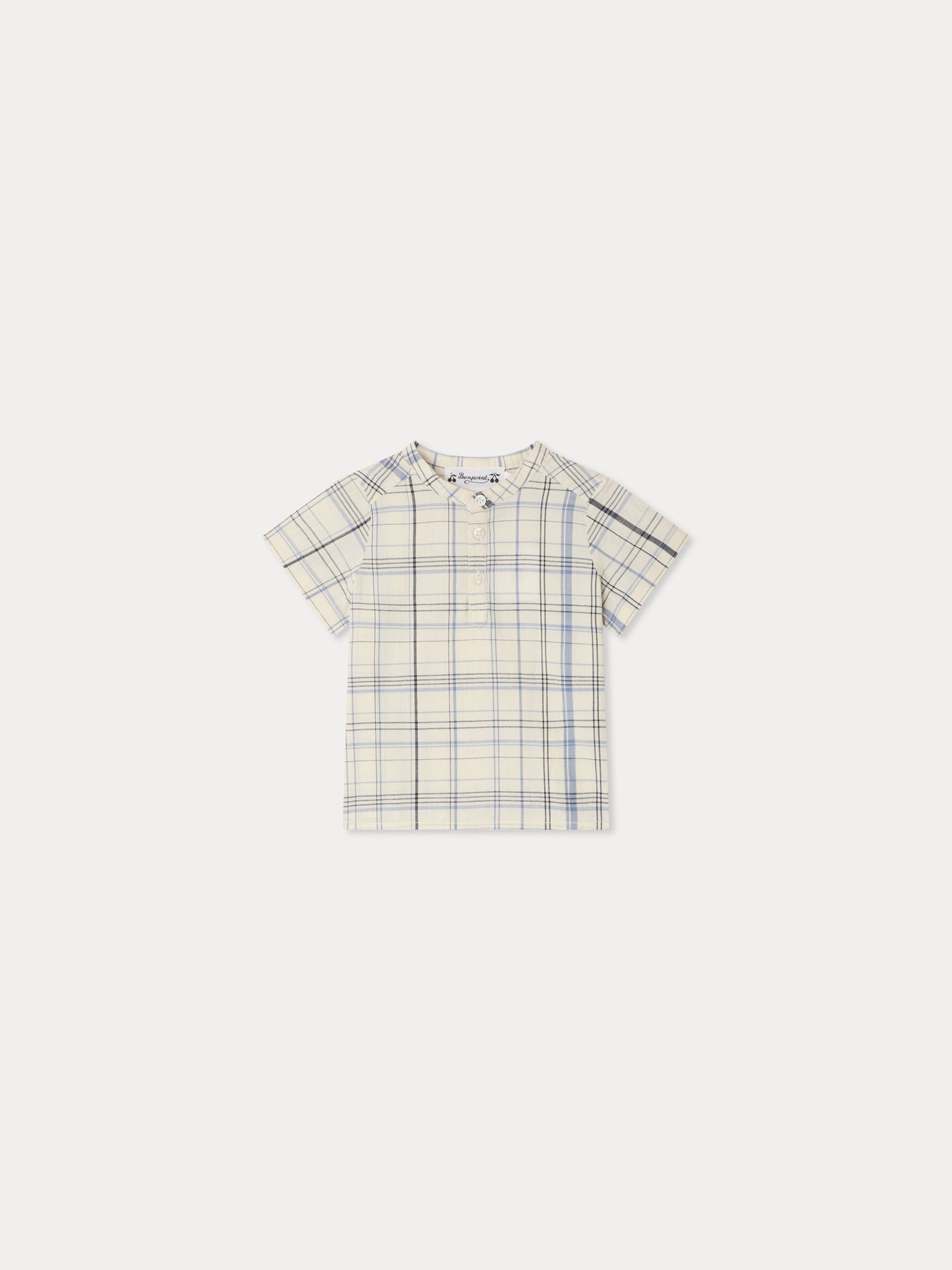 Cesari checkered mandarin collar shirt