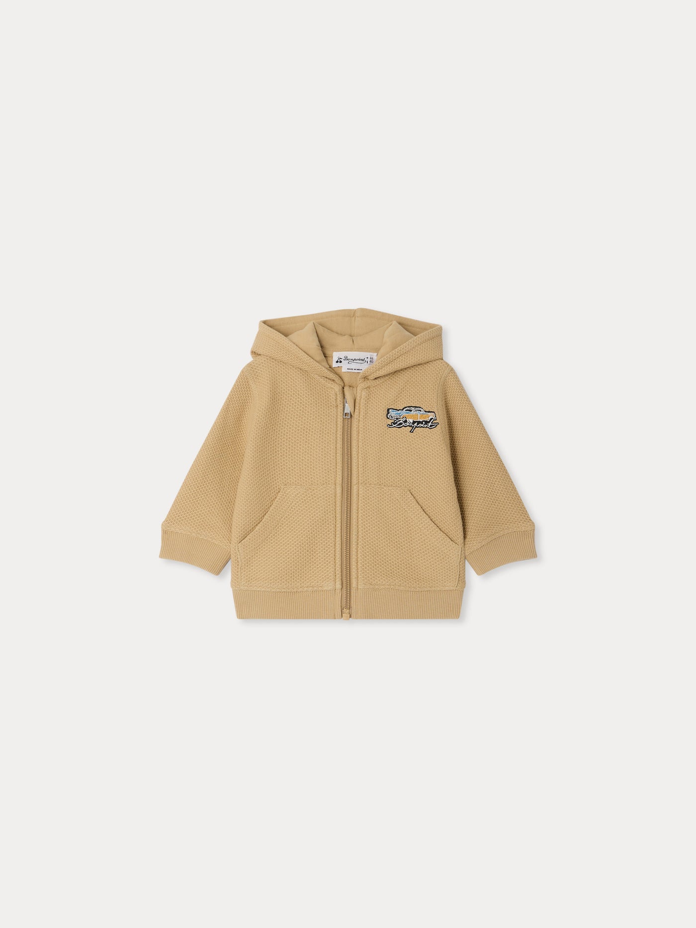 Tibou embroidered car hoodie in organic cotton