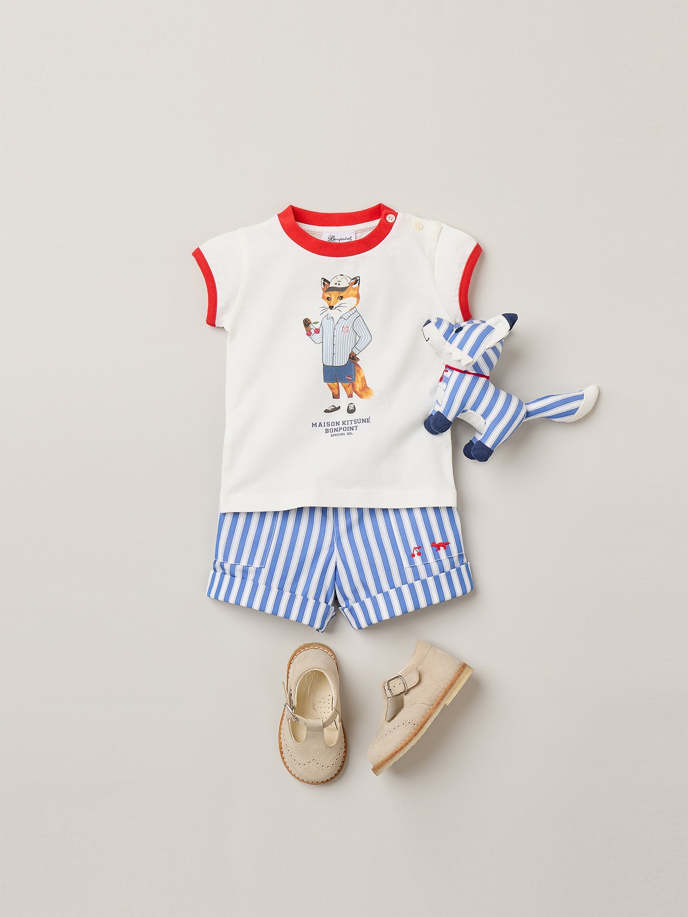 Bonpoint x Maison Kitsuné Lyrical T-shirt with fox print in organic cotton