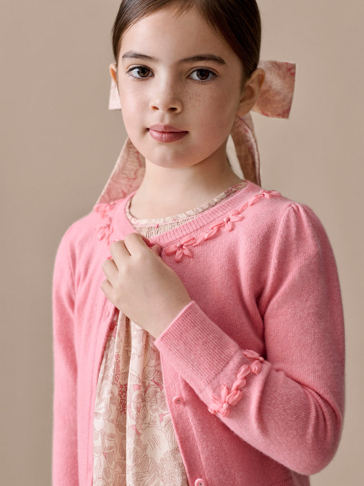 Liora round neck hand-embroidered cashmere cardigan