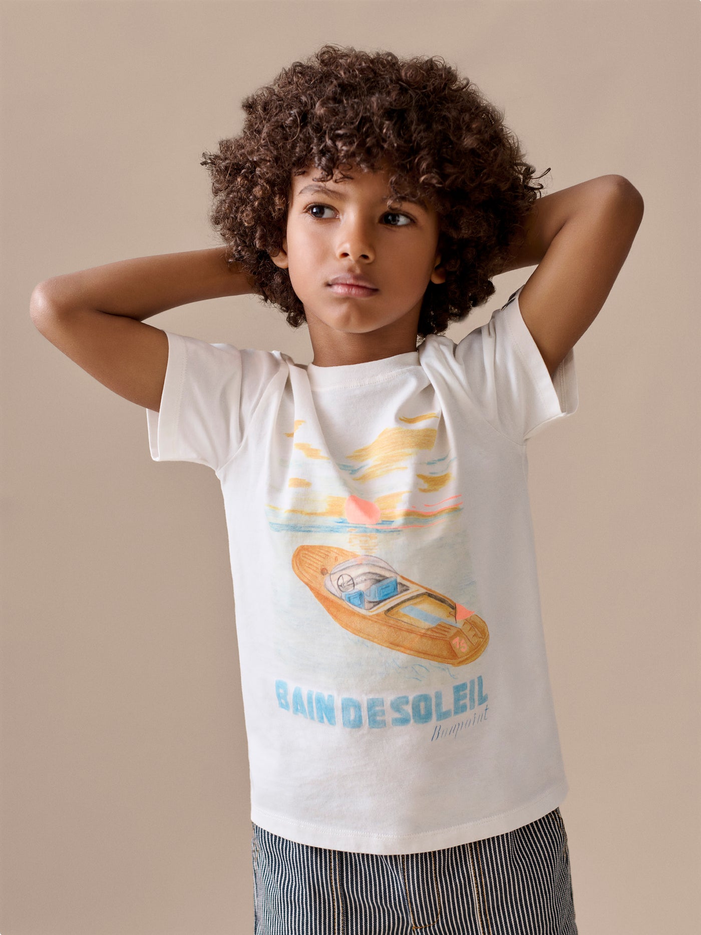 Thibald "bain de soleil" print t-shirt in organic cotton