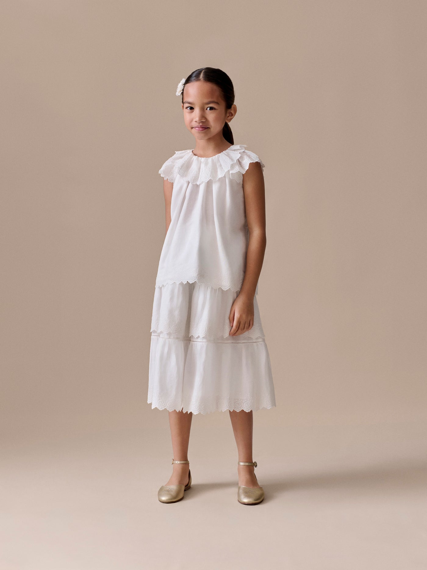 Laurel blouse with broderie anglaise in organic cotton