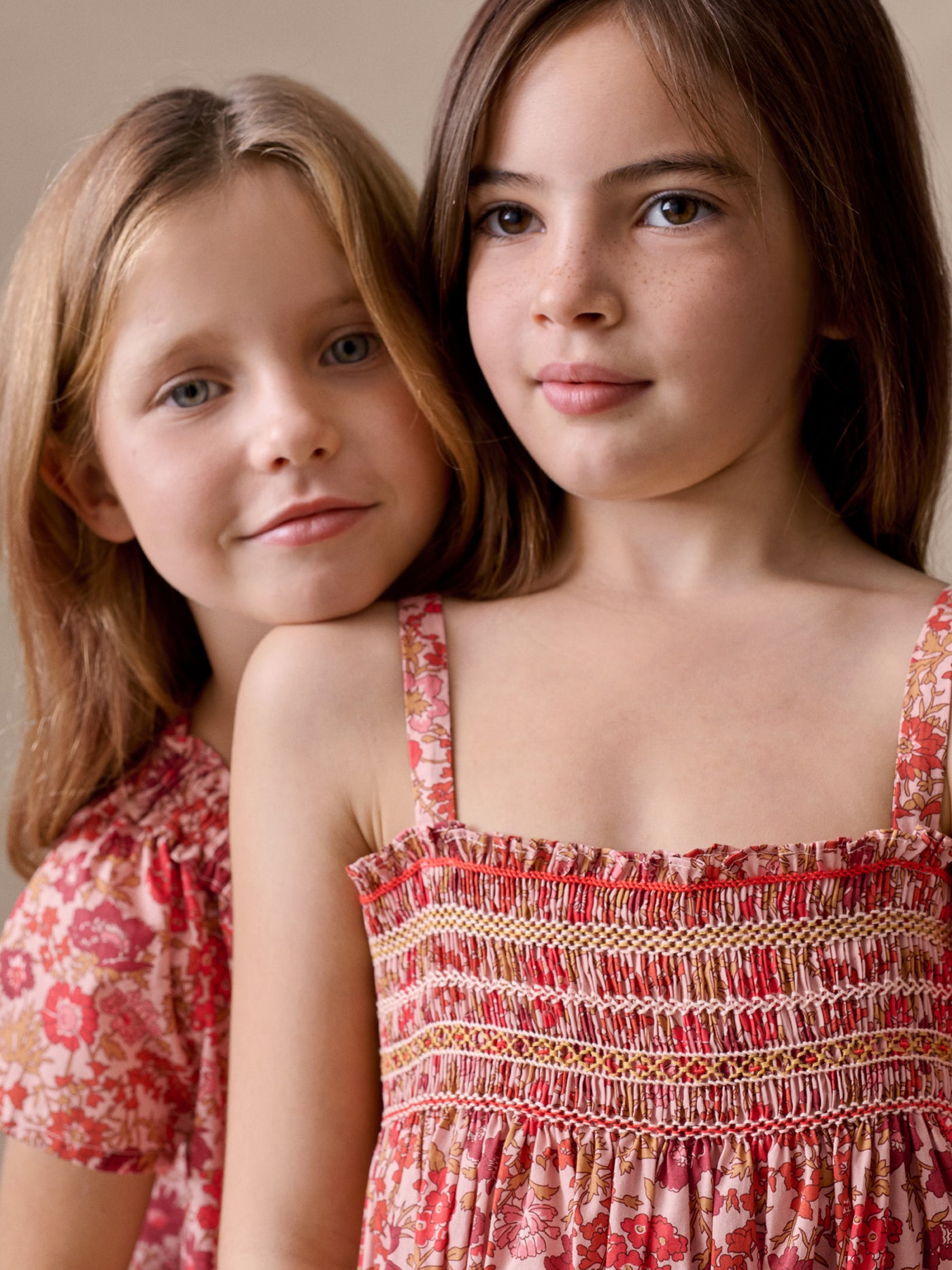 Labaille smocked and hand-embroidered dress in Liberty organic cotton fabric