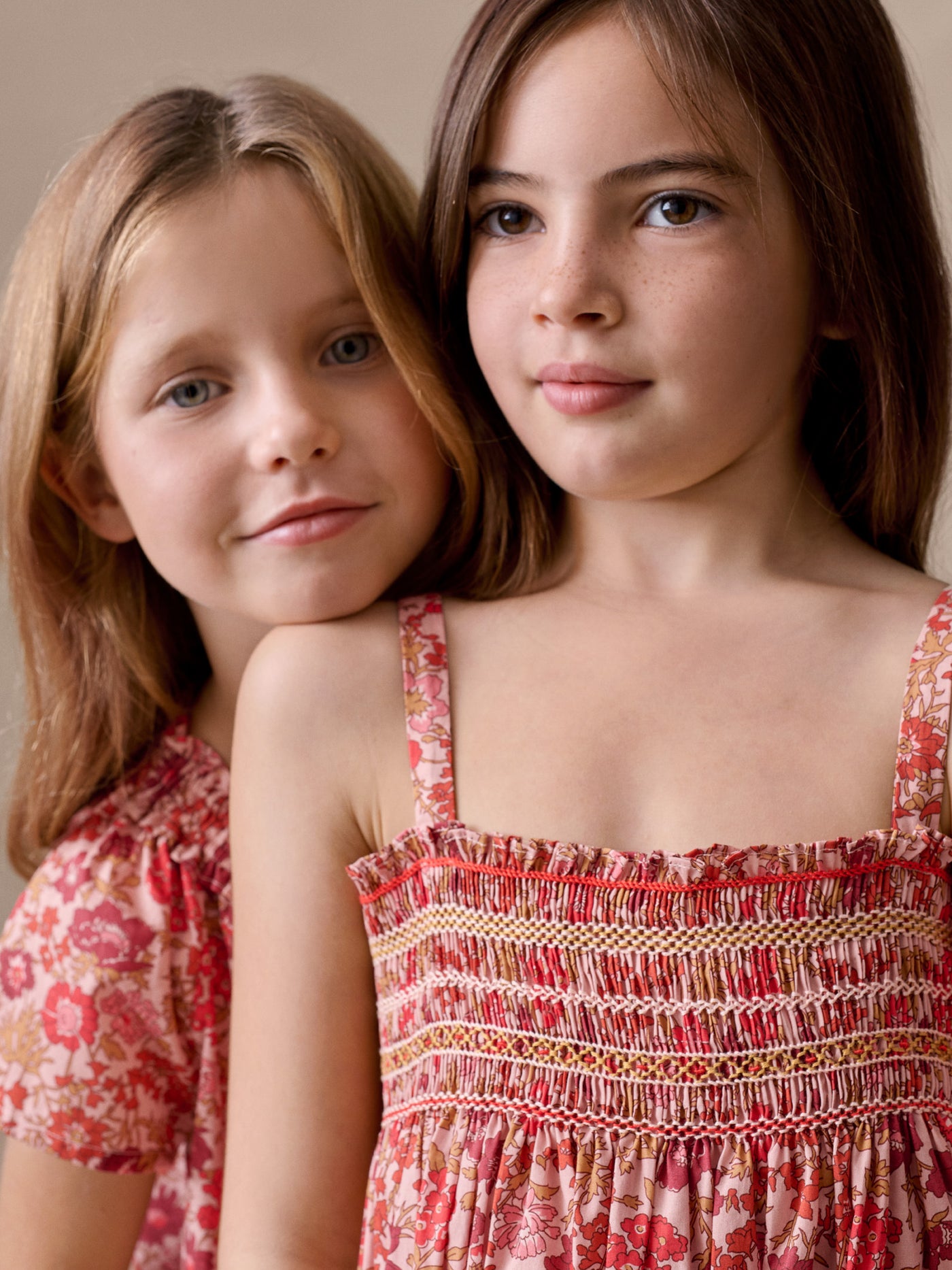 Labaille smocked and hand-embroidered dress in Liberty organic cotton fabric