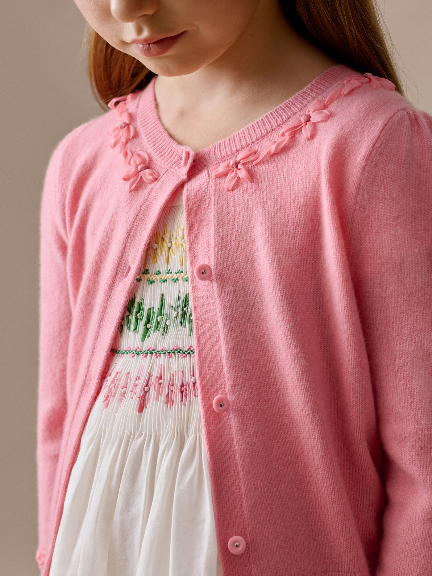 Liora round neck hand-embroidered cashmere cardigan