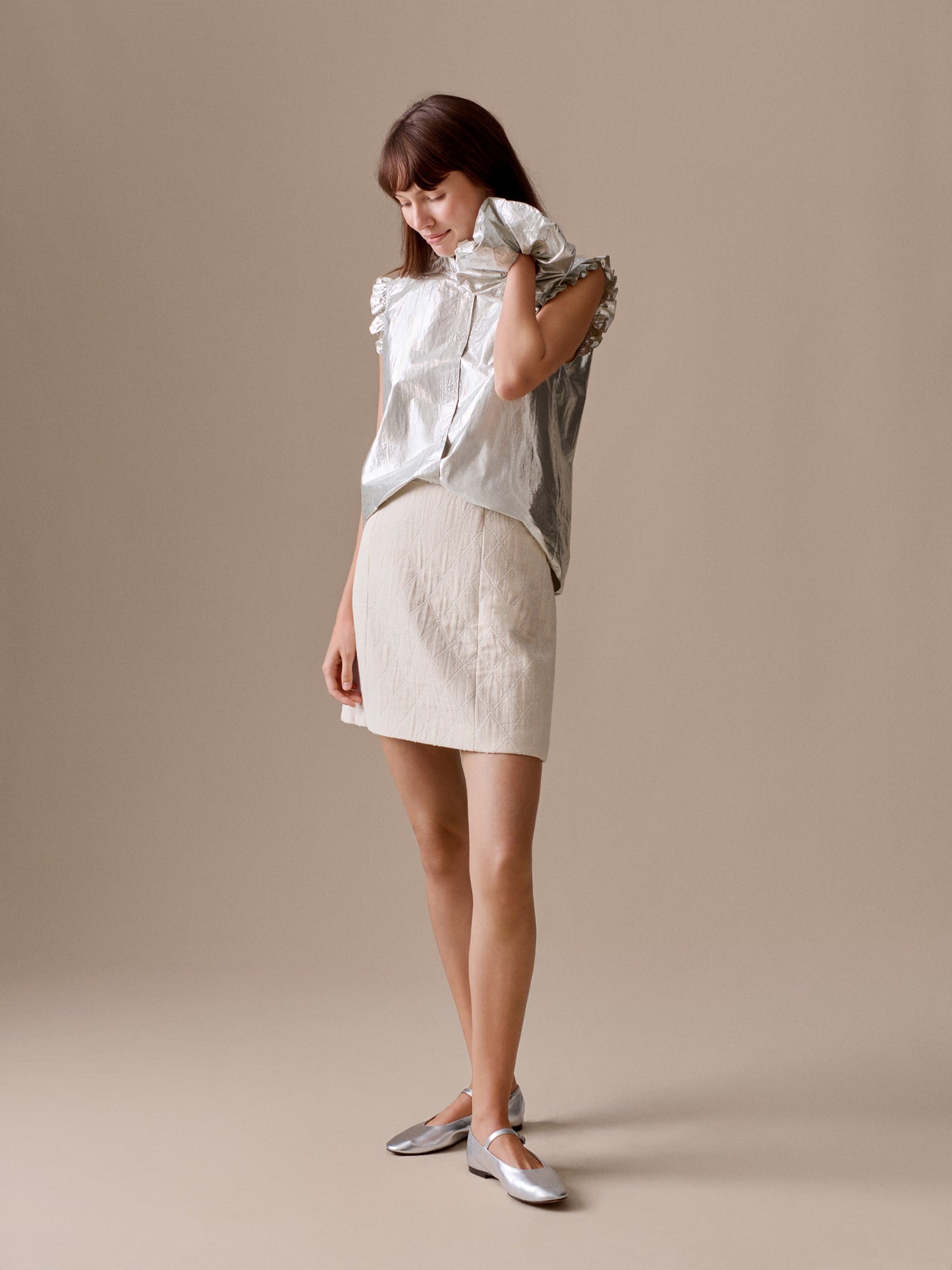 Loulou blouse in silver lurex