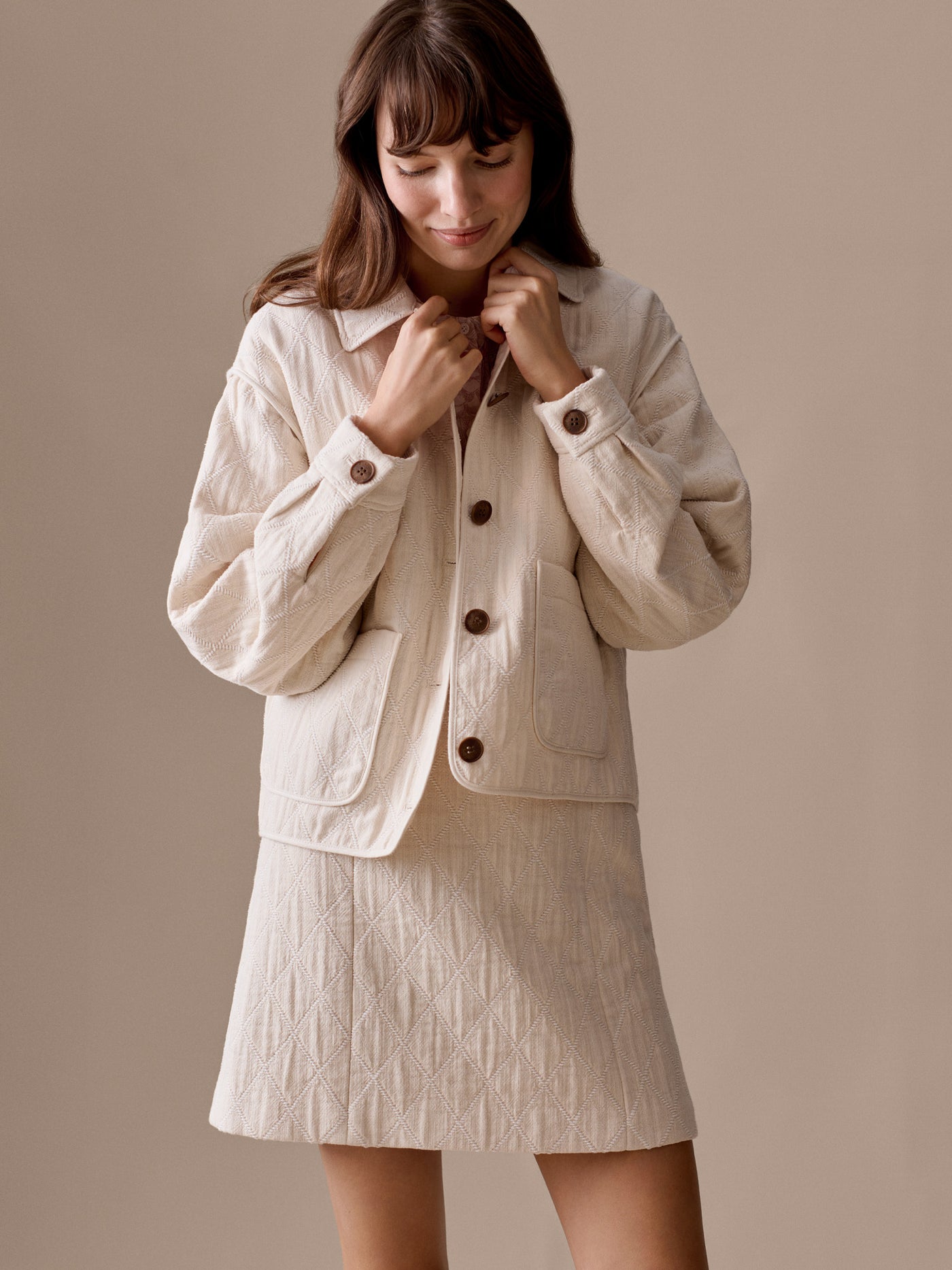 Lausanne quilted straight skirt