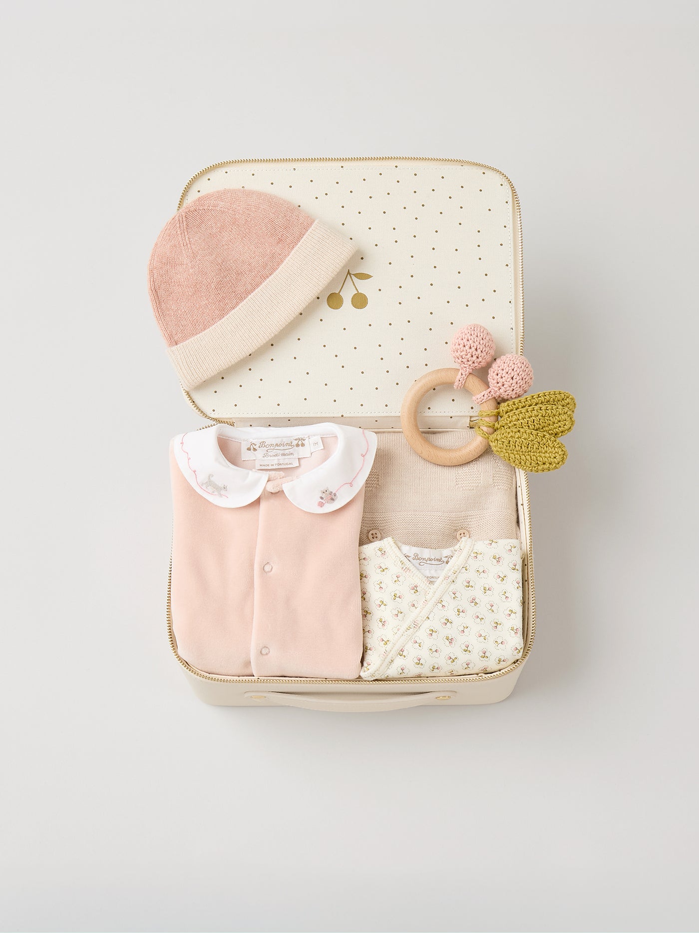 Medium newborn gift set for girls - Organic cotton pajamas and hot water bottle