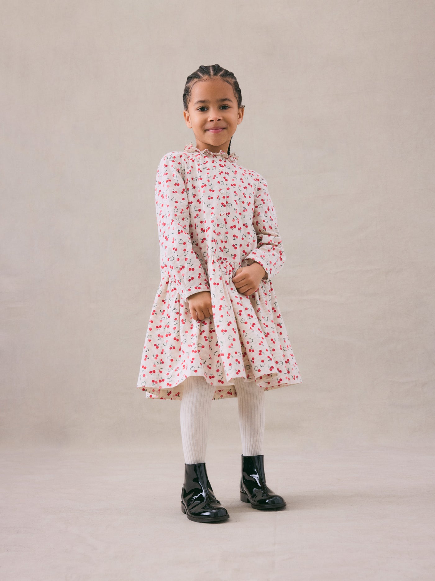 Geraldine dress with mini cherry prints