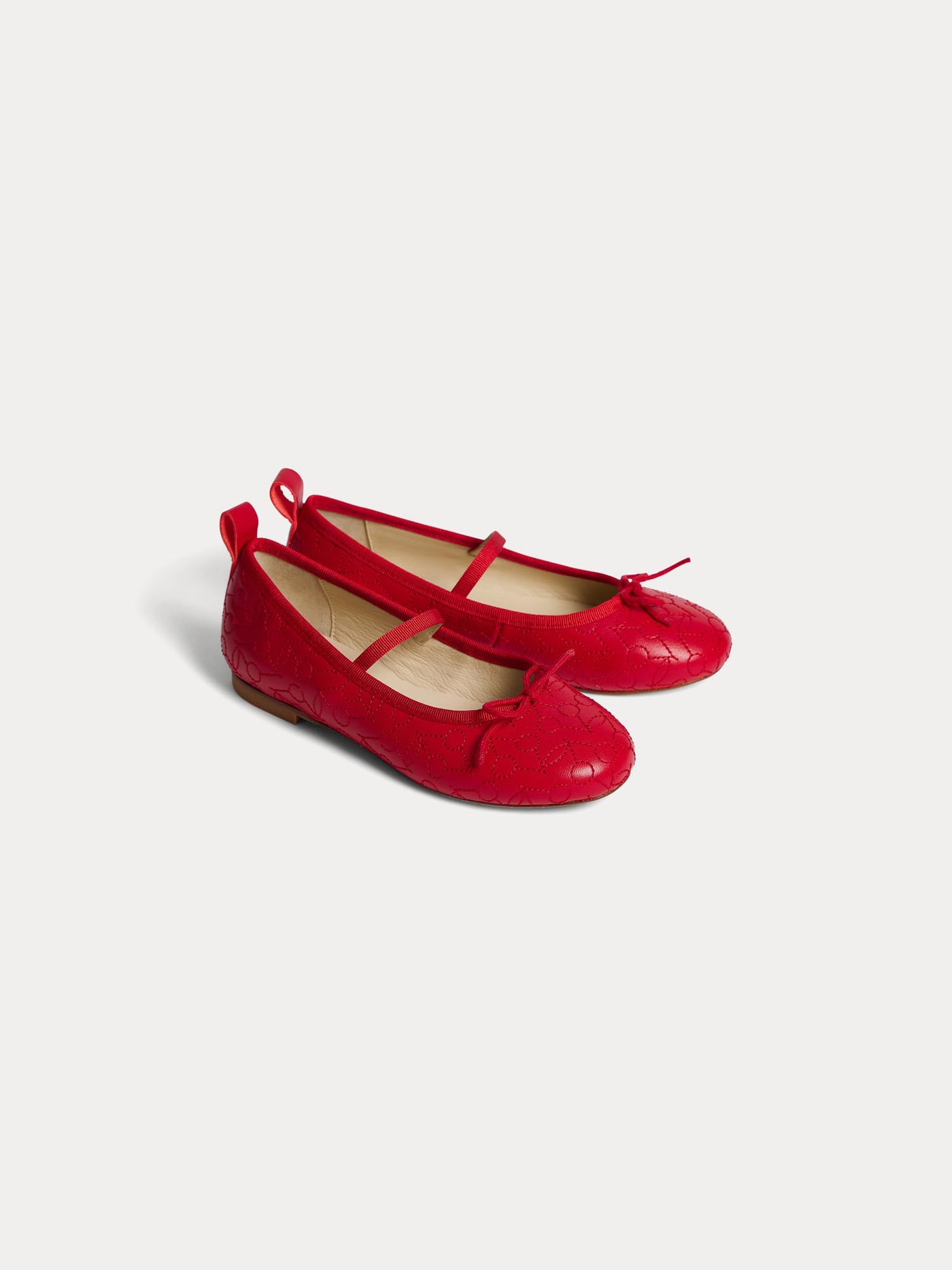 Soft red leather ballet flats