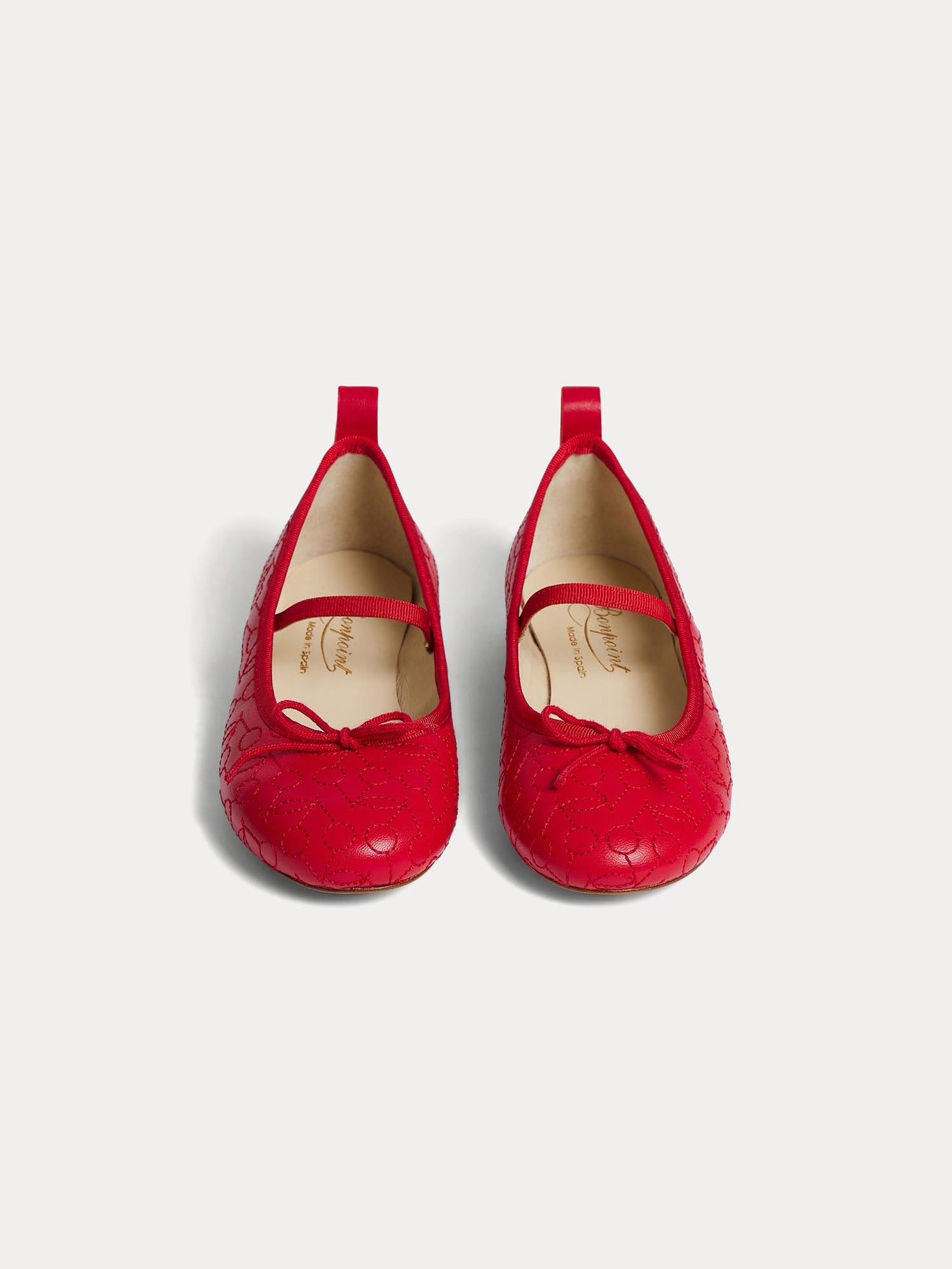 Soft red leather ballet flats