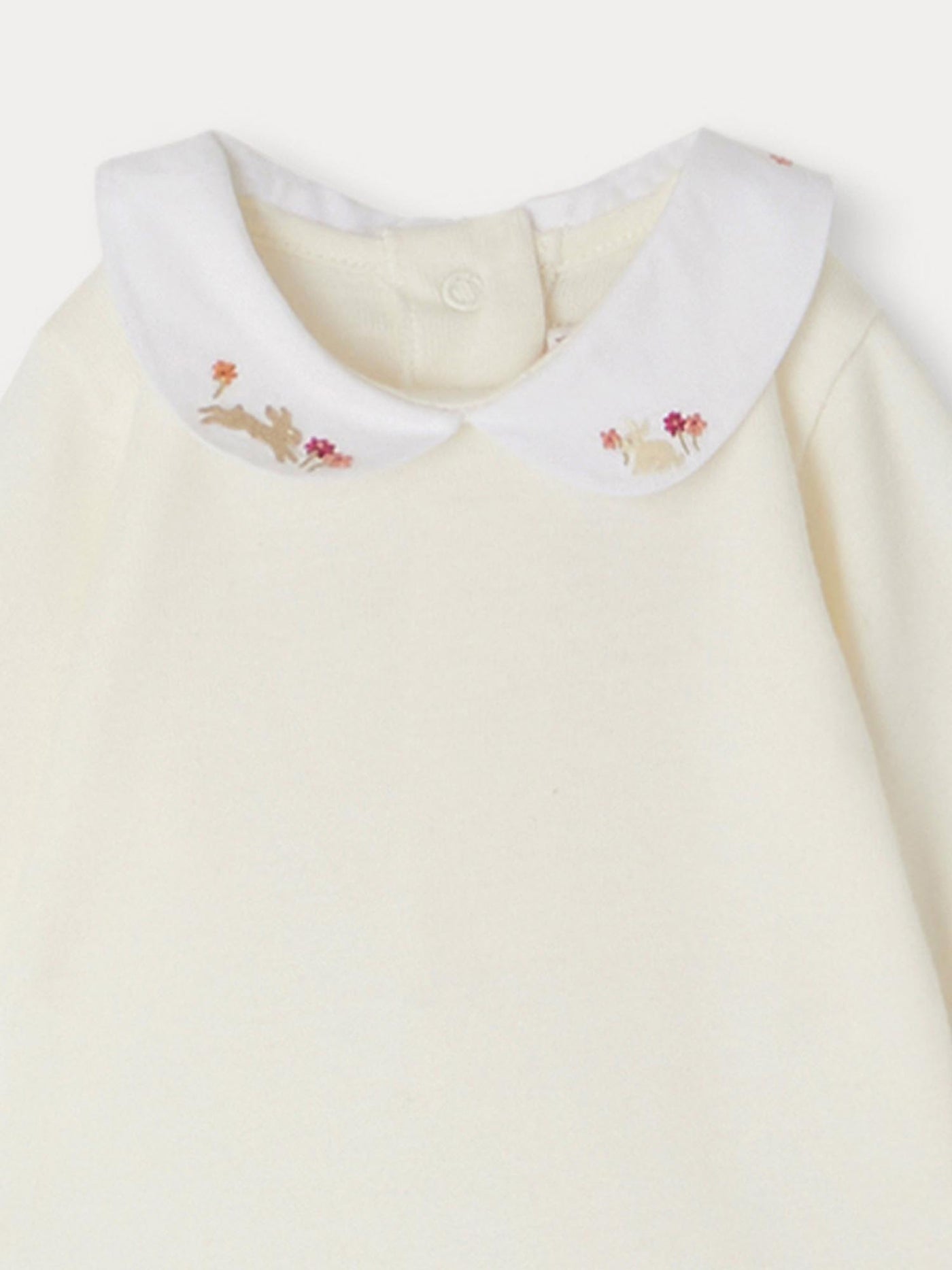 Cygne bodysuit with colorful embroidered collar