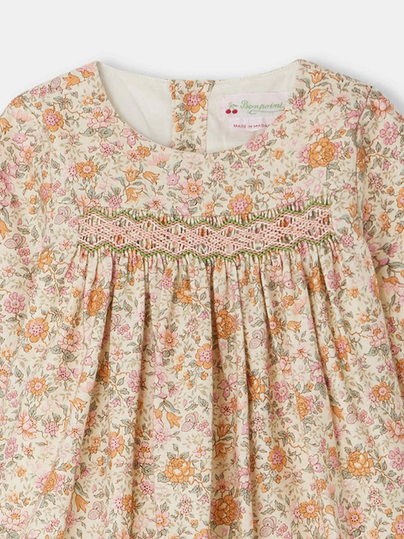 Félicie smocked dress in cotton and wool Liberty fabric