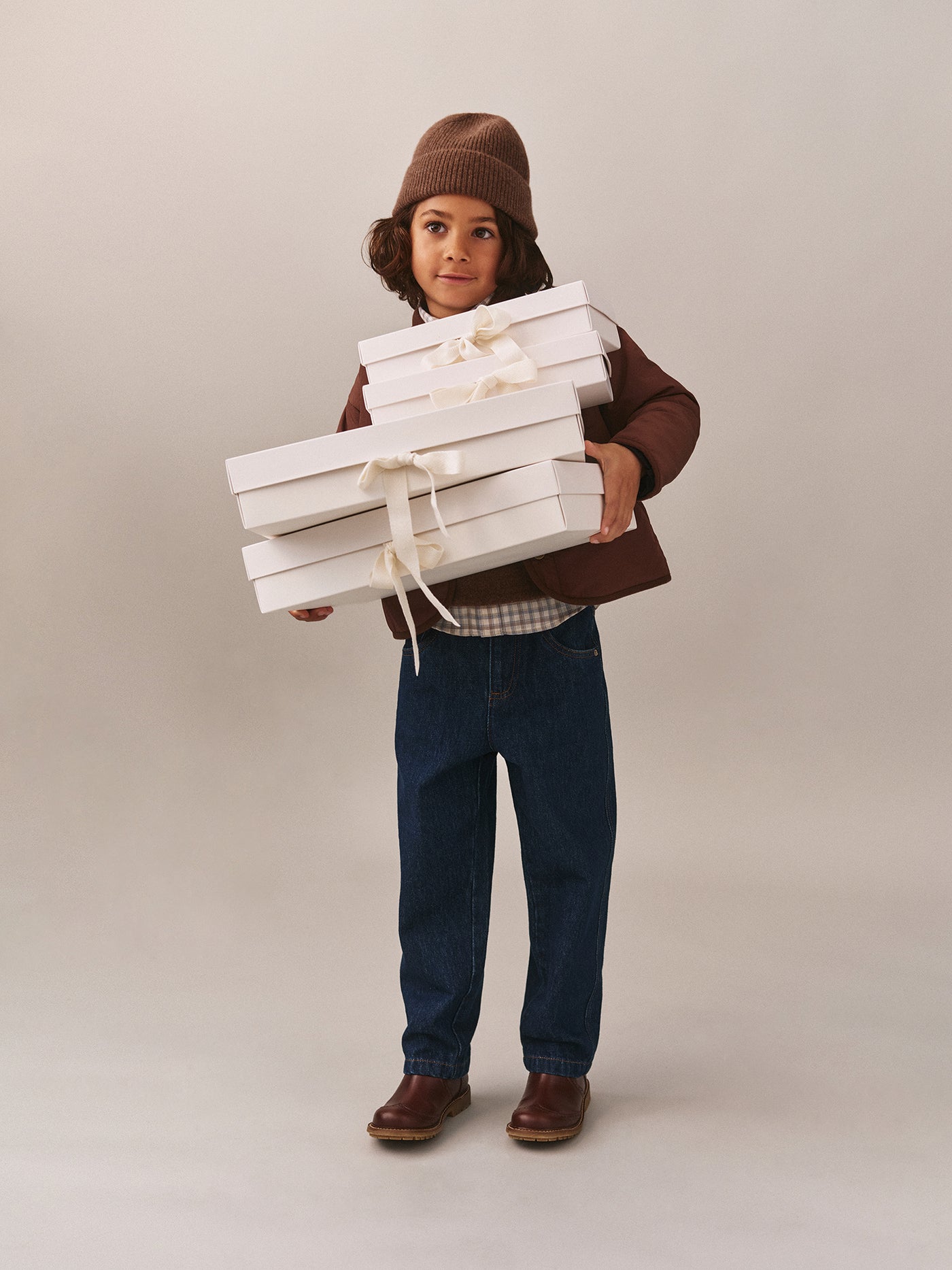 Benny Cuffed Beanie in Coffee Cashmere