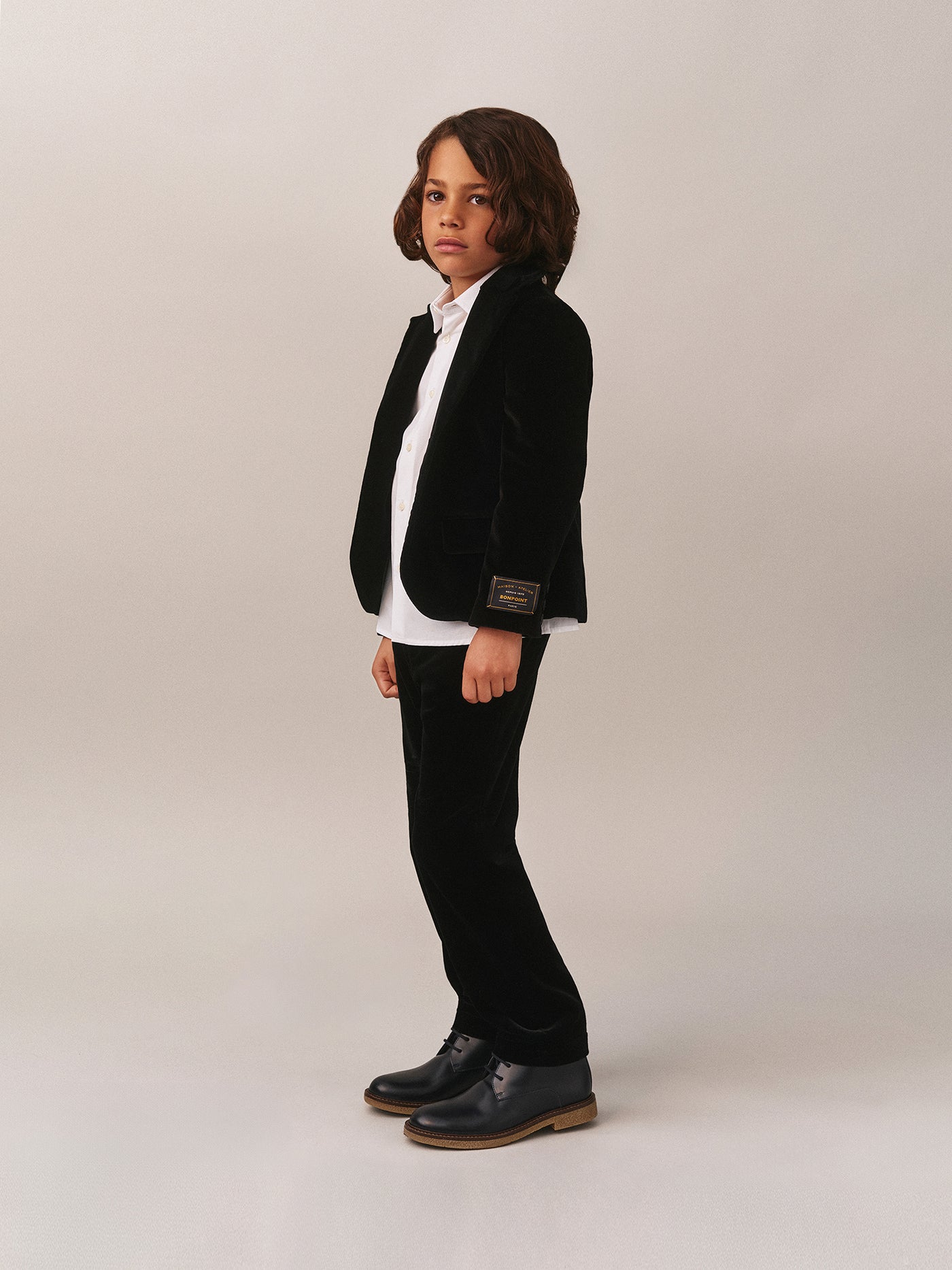 Teo smooth velvet jacket in organic cotton