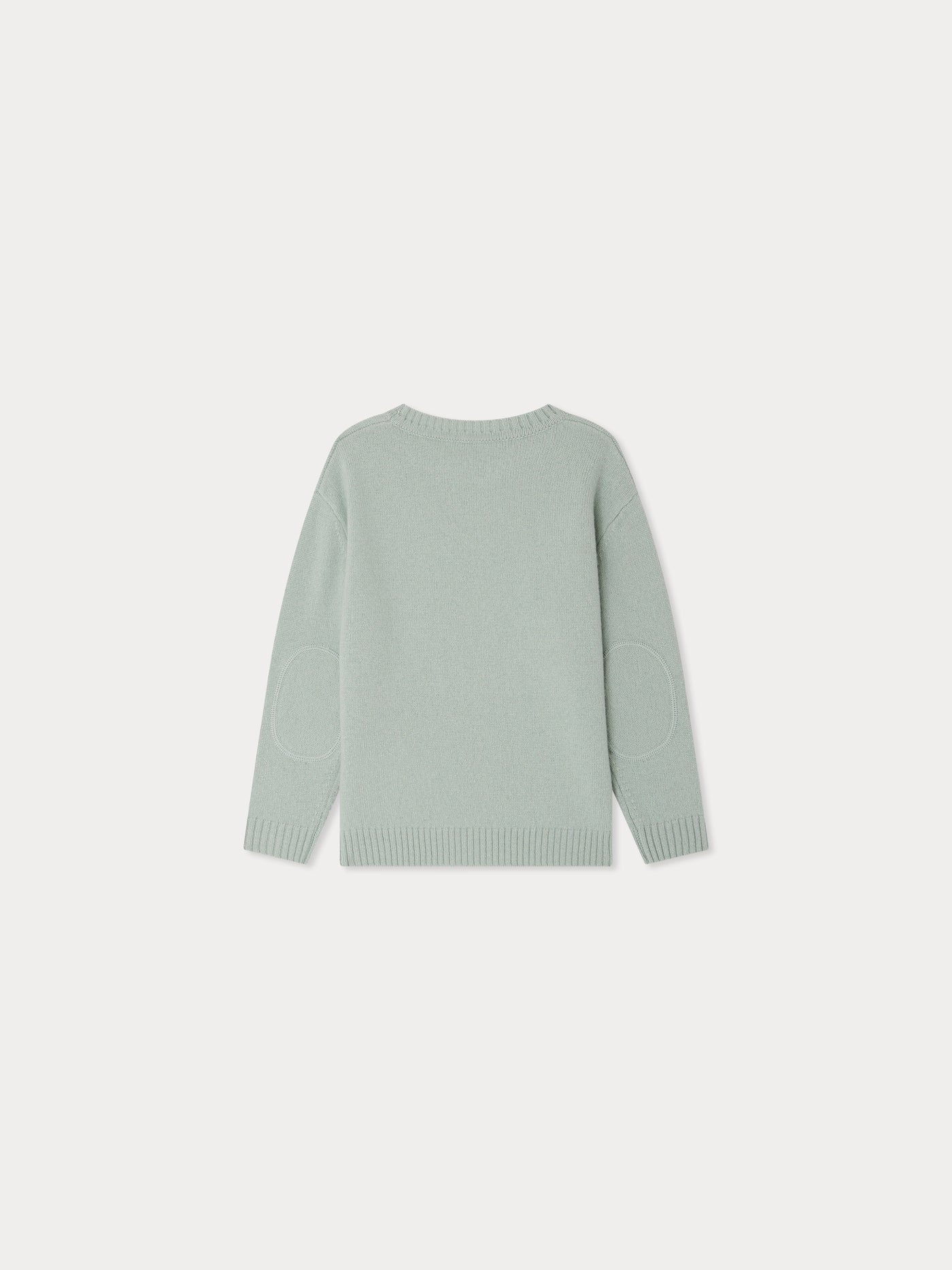 Jason sweater with elbow patches in blue wool