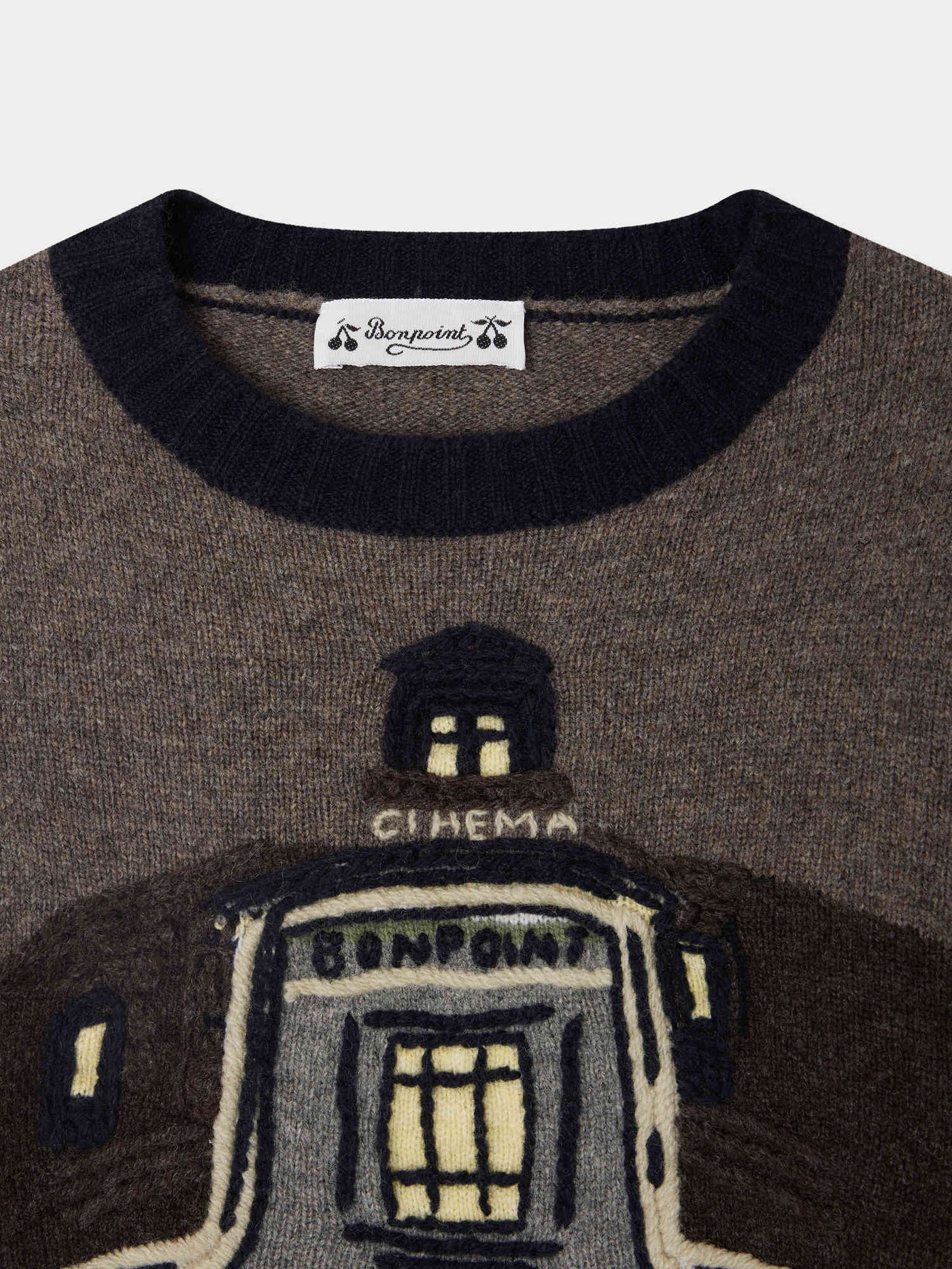 Jean jacquard sweater with Bonpoint cinema design in wool