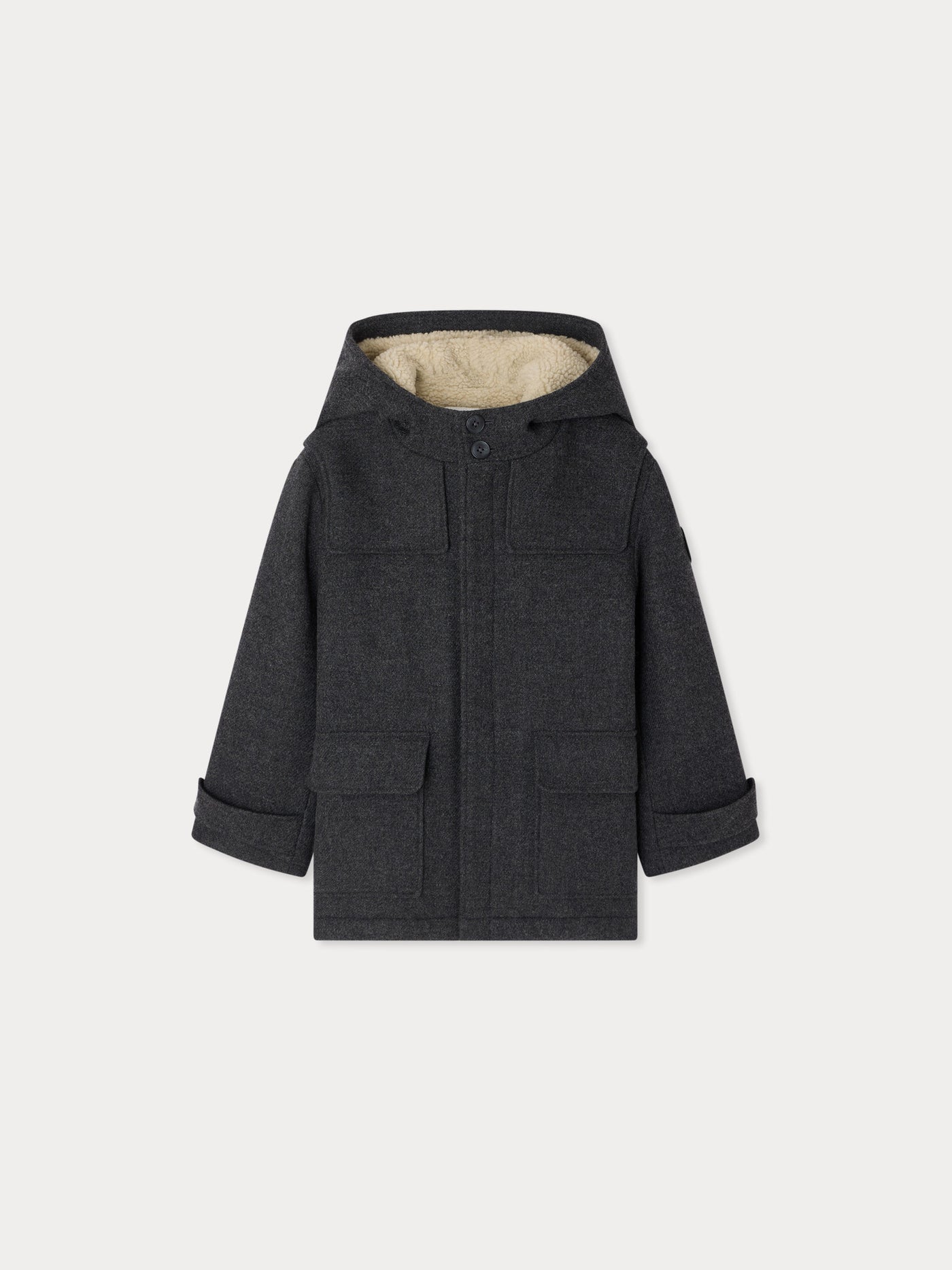 Julien duffle coat in soft wool lined with faux fur