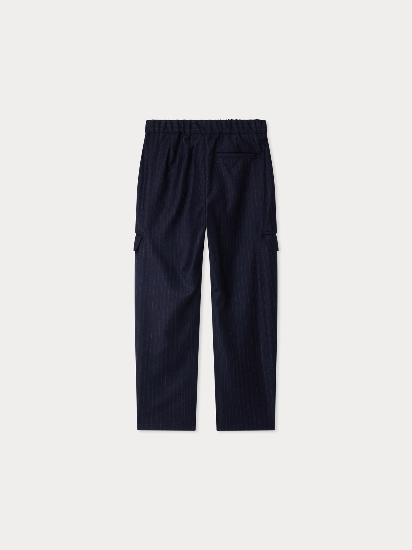 Grant elasticated waist trousers in wool flannel with tennis stripe