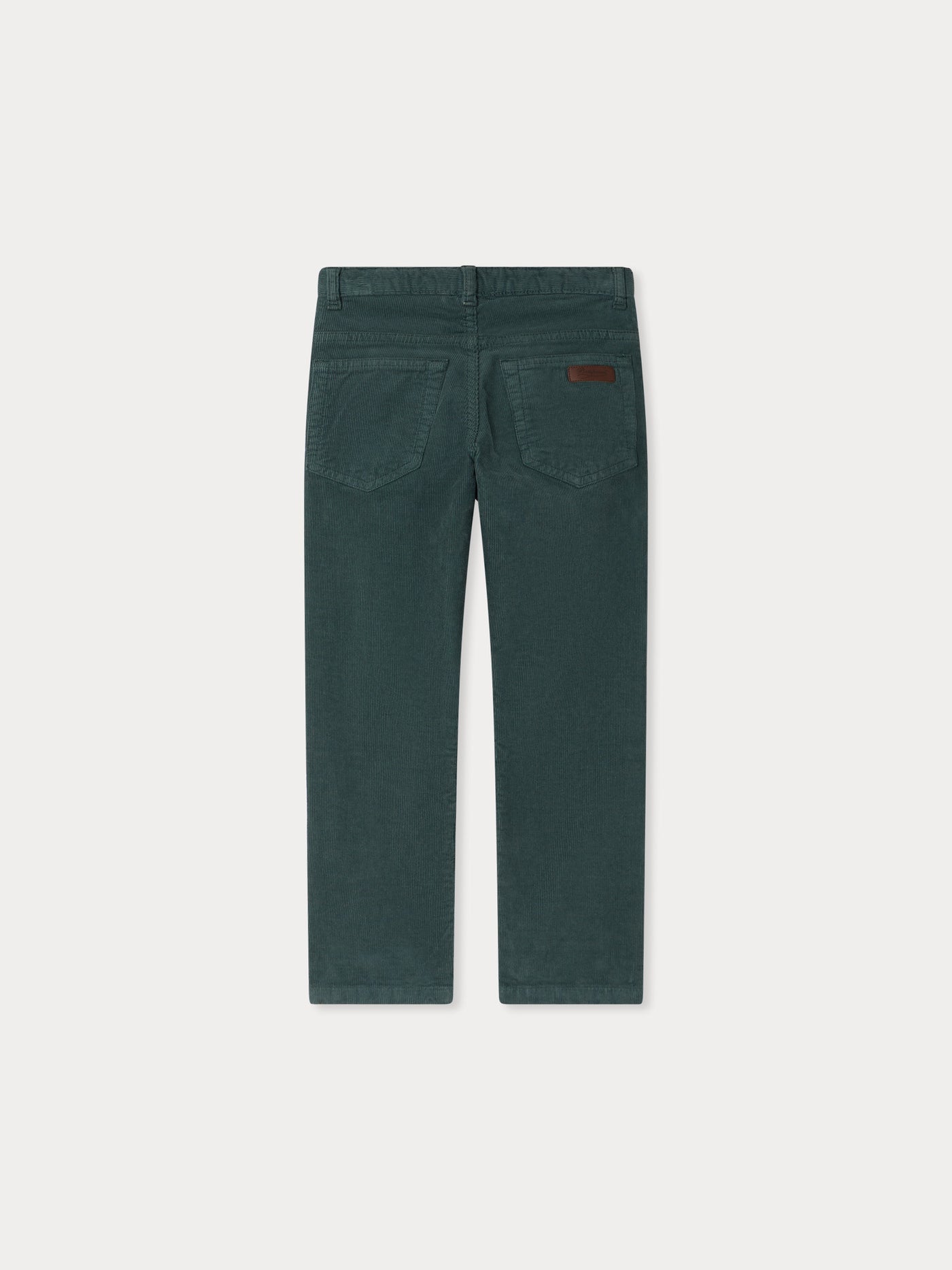 Jagger straight trousers in organic cotton velvet in verdigris