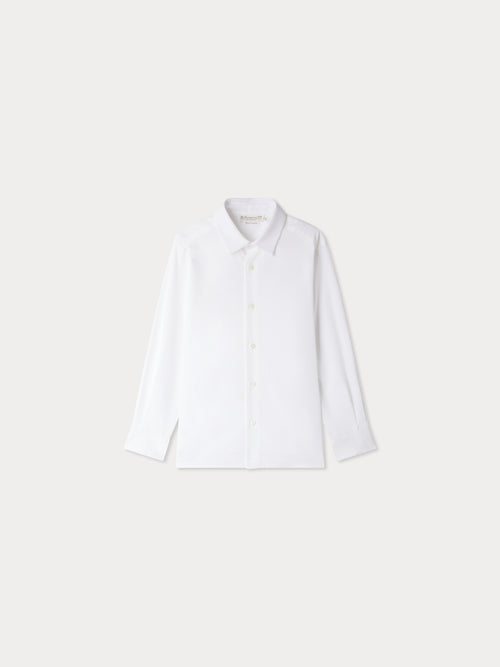 Aristotle shirt with pique collar and cuffs in cotton poplin